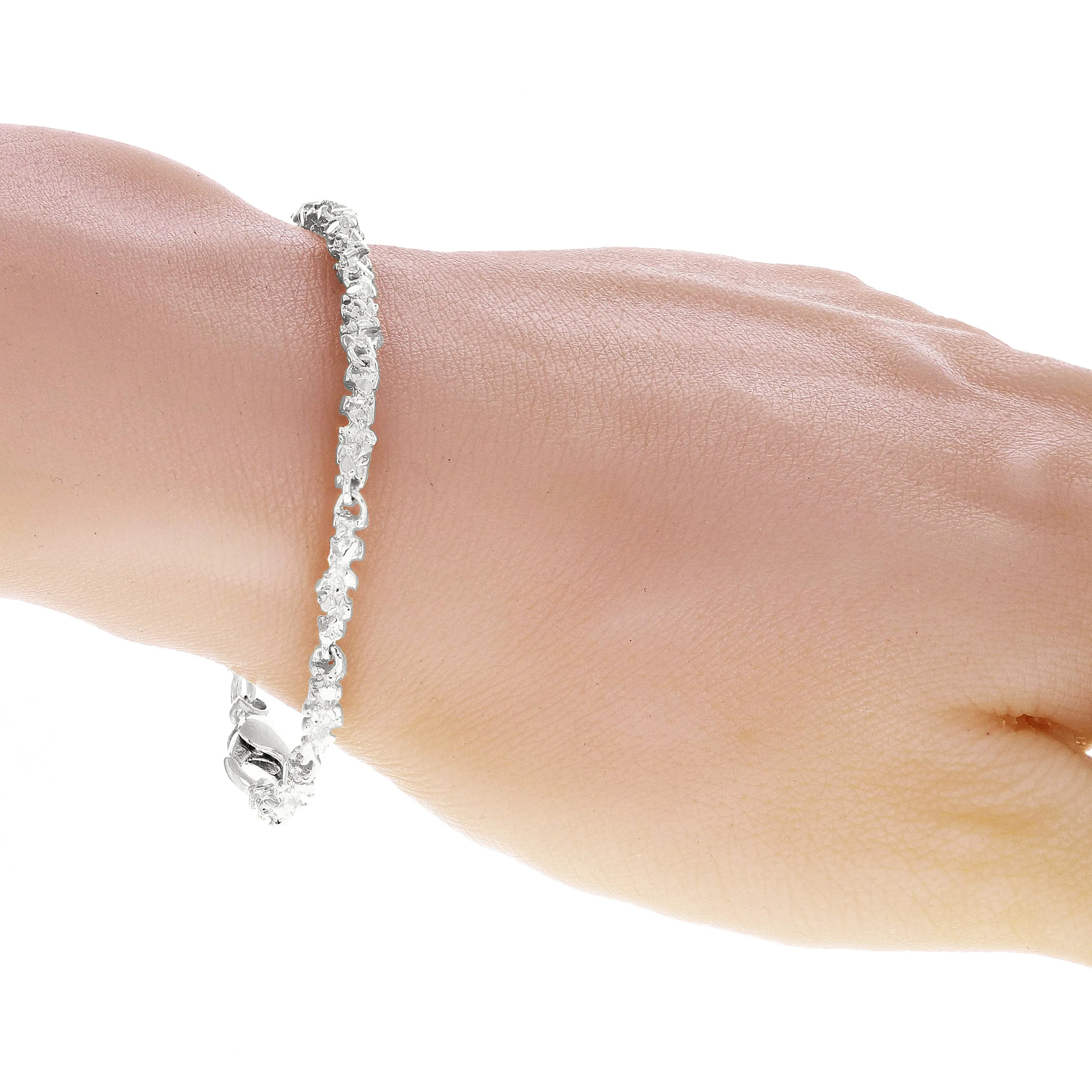 14k Yellow White or Rose Gold Nugget Bracelet 7"