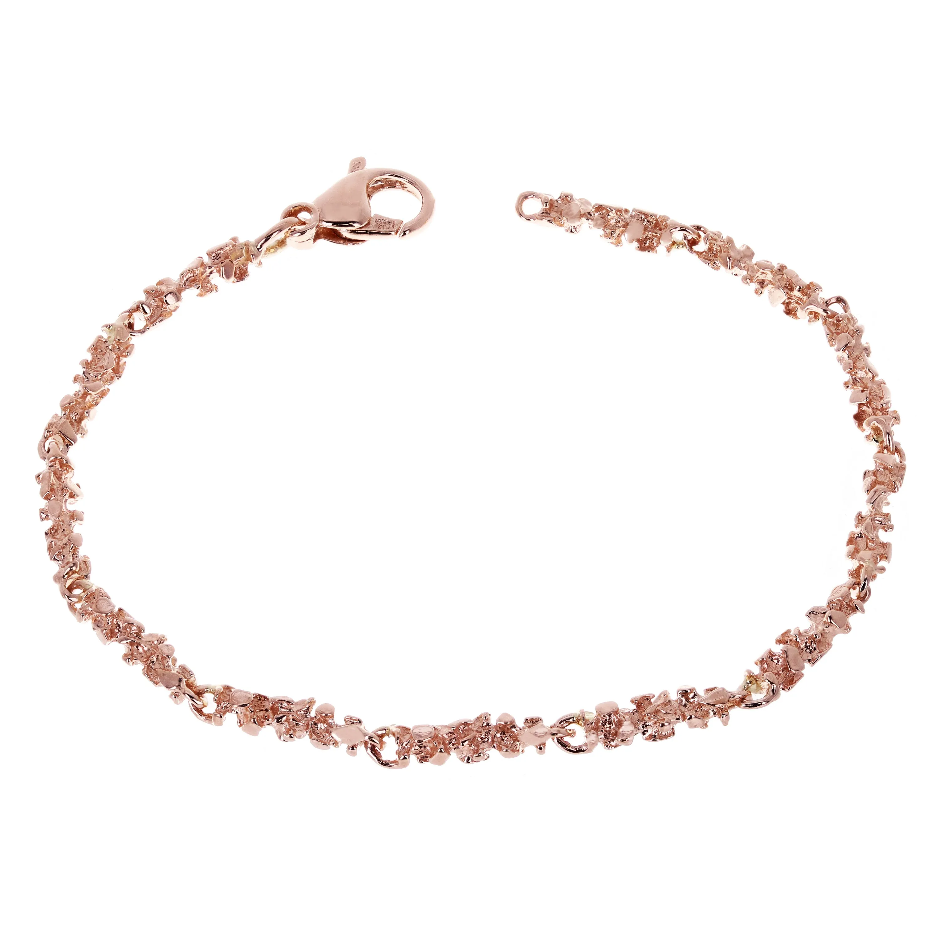14k Yellow White or Rose Gold Nugget Bracelet 7"