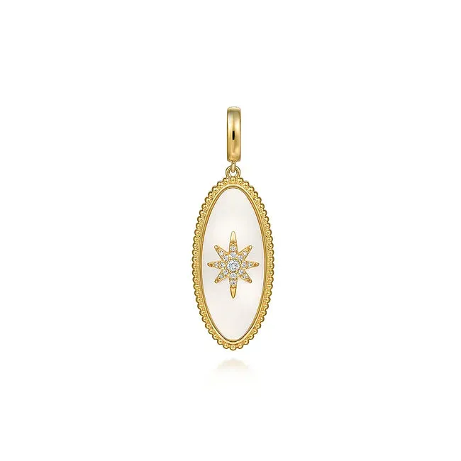 14KY Mother of Pearl Oval Medallion Charm