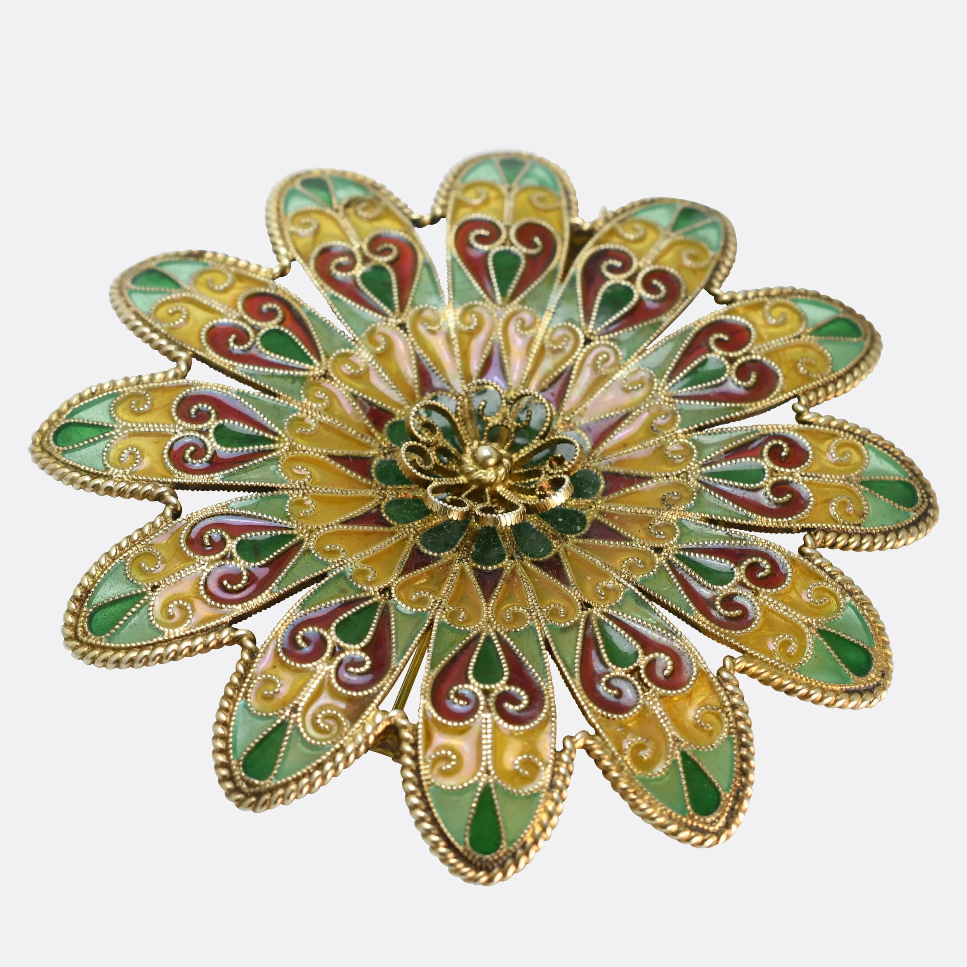 1920's Johan G Kjærland Plique-à-Jour Brooch
