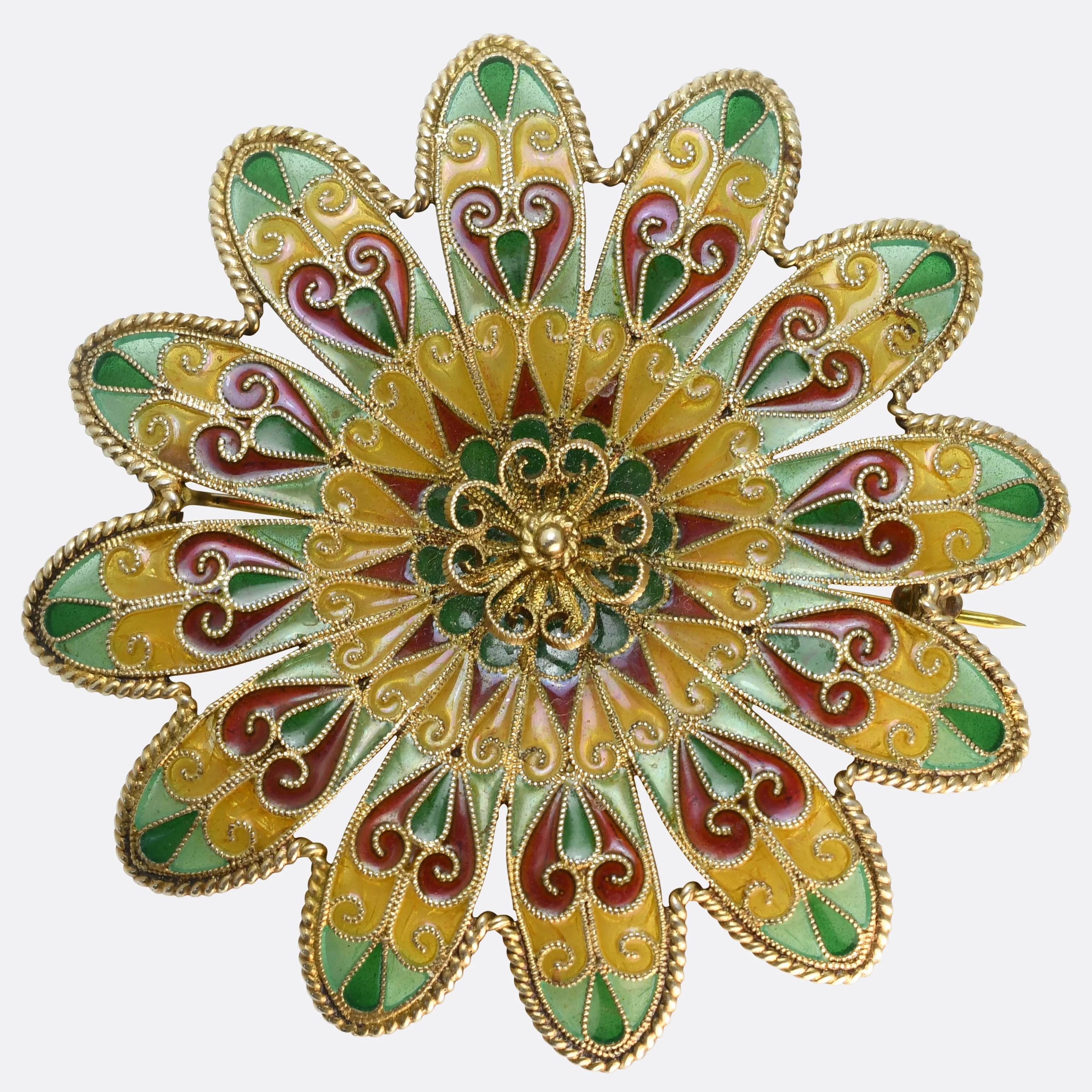 1920's Johan G Kjærland Plique-à-Jour Brooch