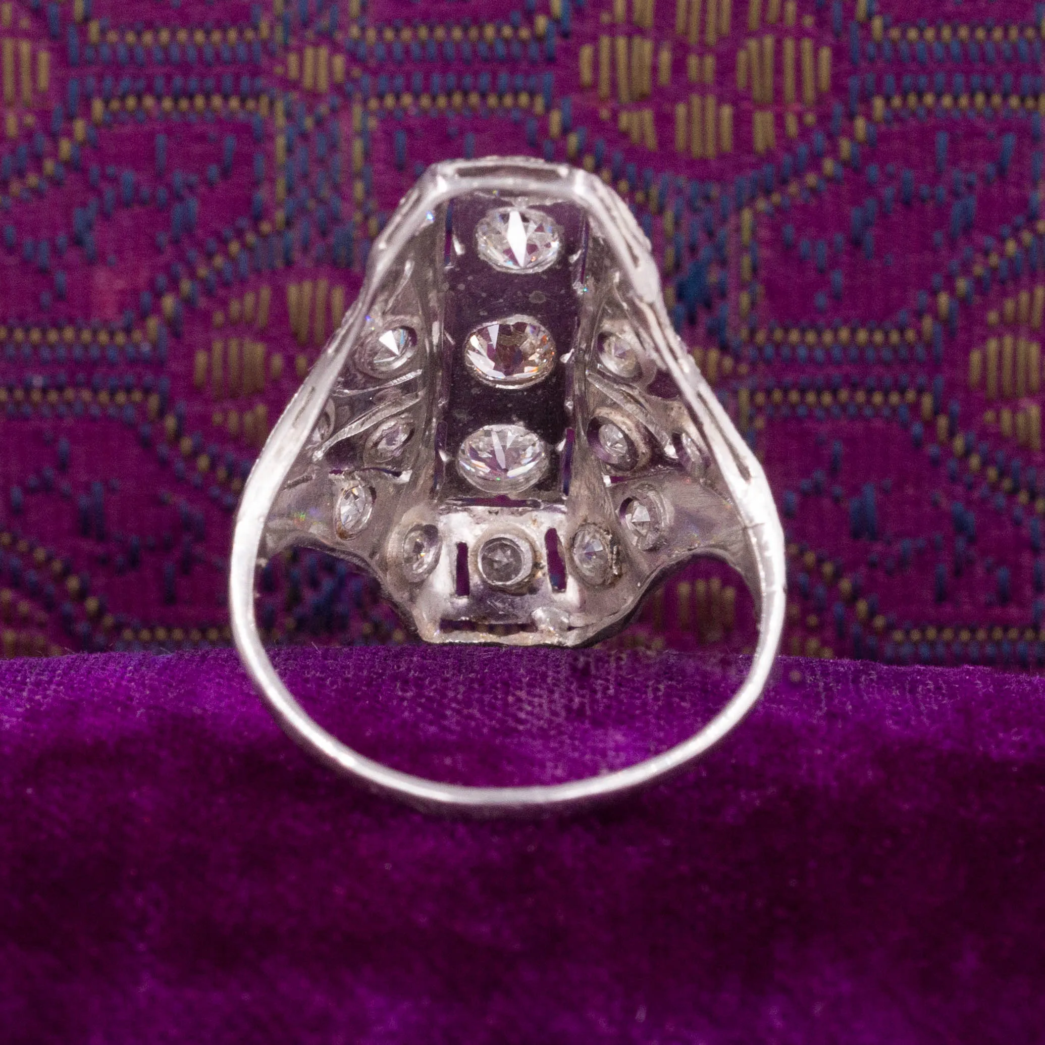 1920s Platinum & Diamond Shield Ring