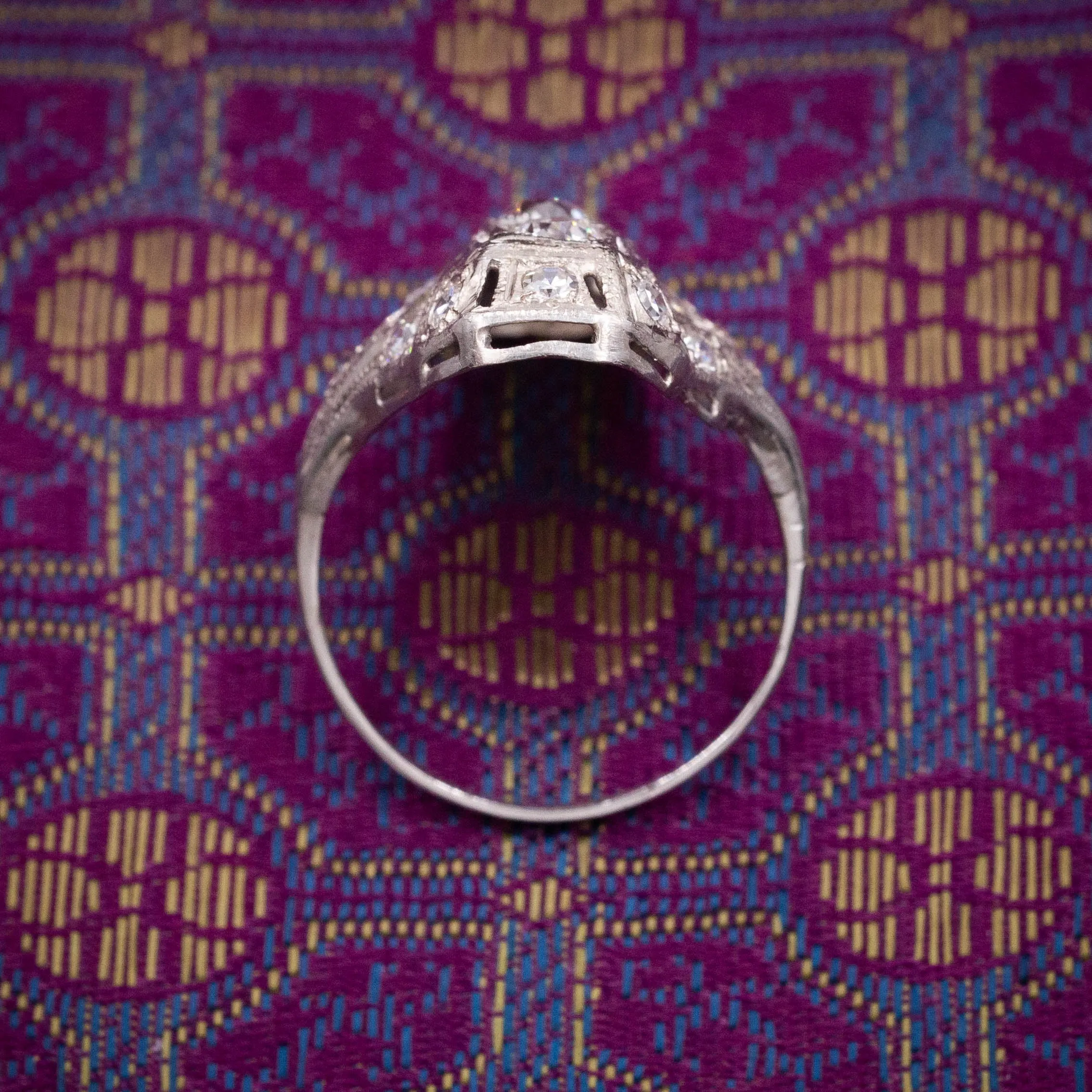 1920s Platinum & Diamond Shield Ring