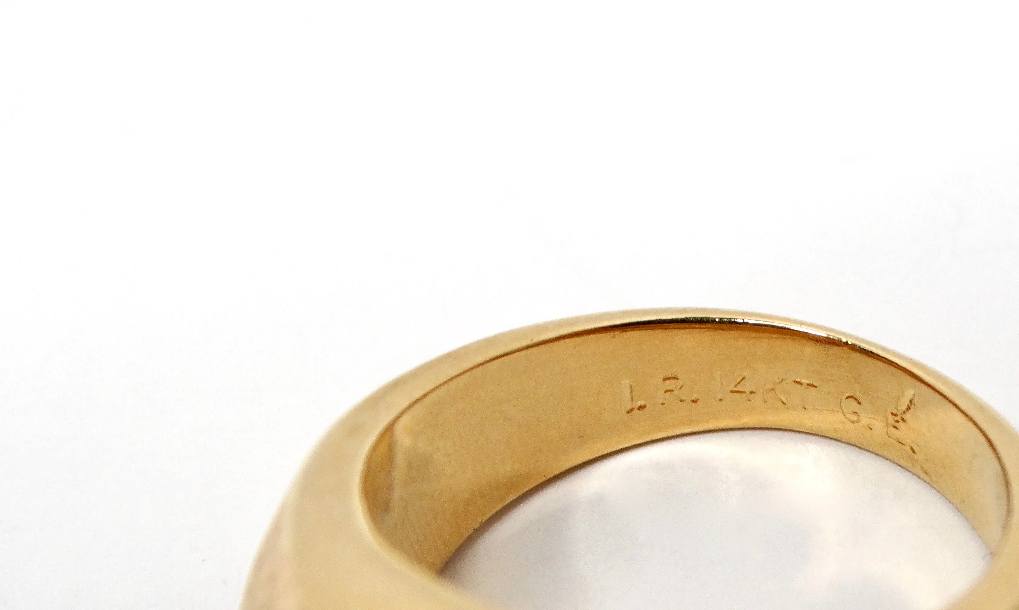 1990s "Maximillano Emperador" Coin 14k Gold Plated Etched Cocktail Ring