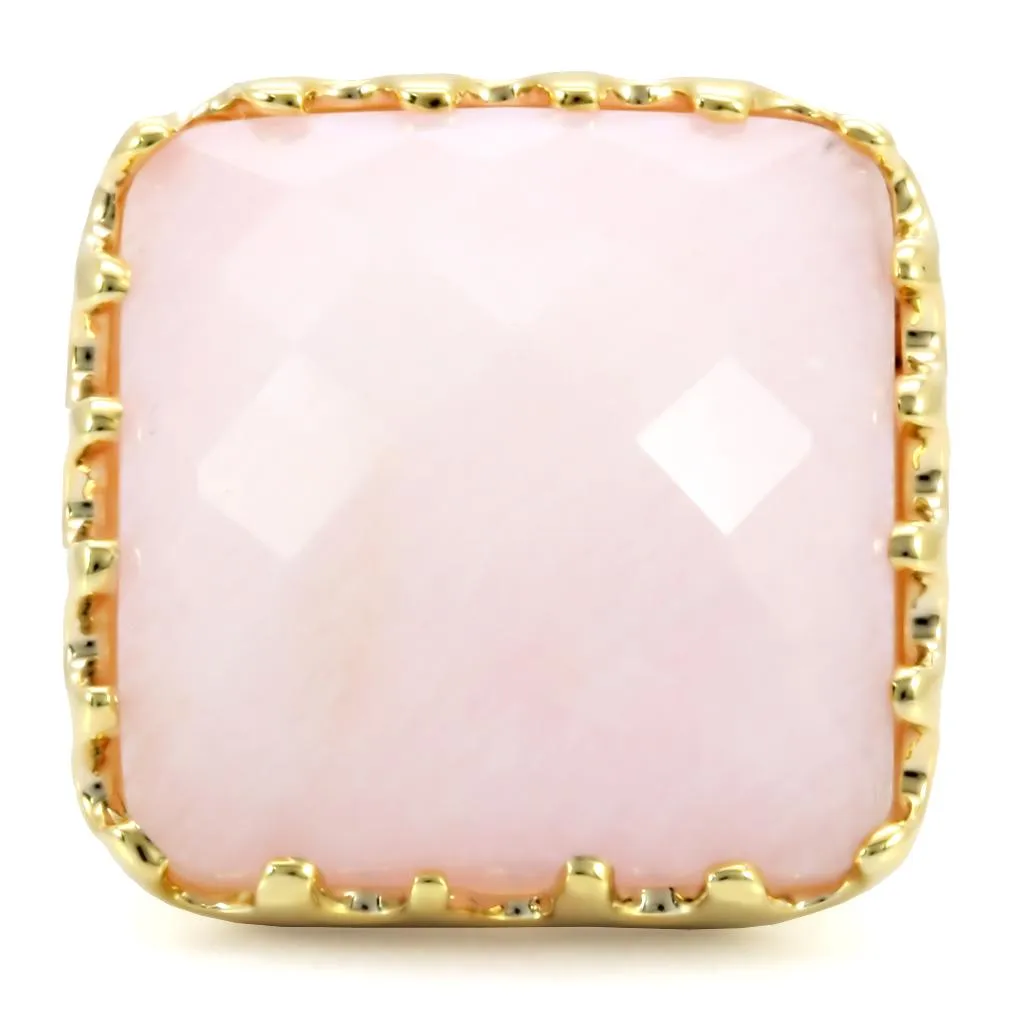 1W041 Gold Brass Ring with Synthetic in Rose