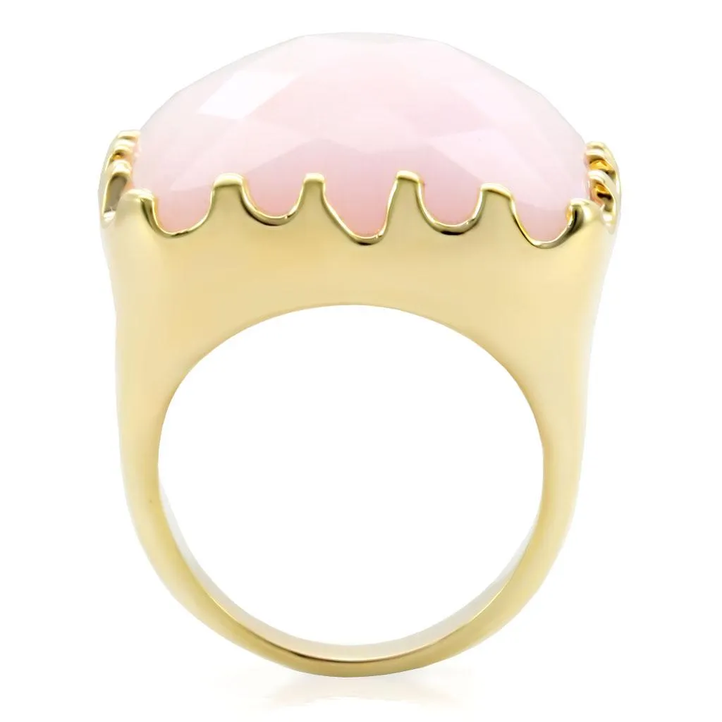 1W041 Gold Brass Ring with Synthetic in Rose