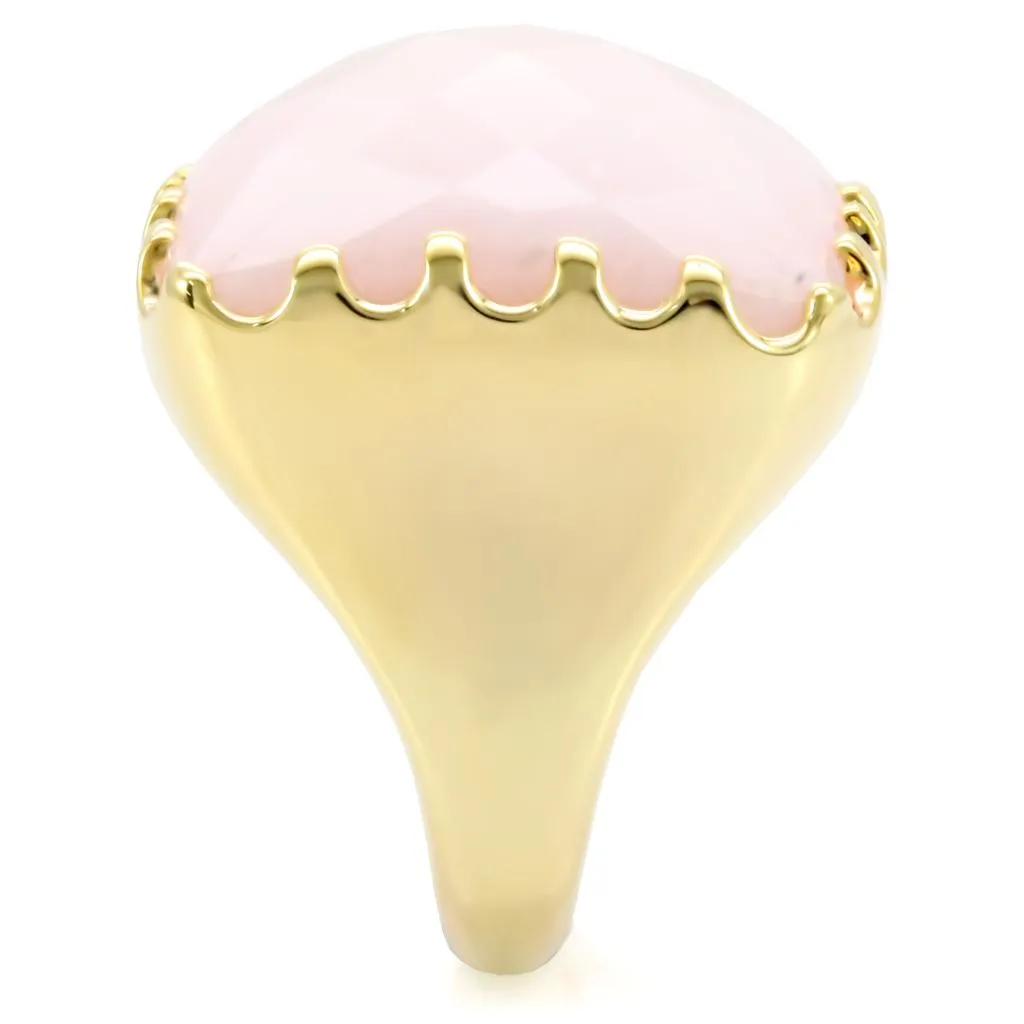 1W041 Gold Brass Ring with Synthetic in Rose
