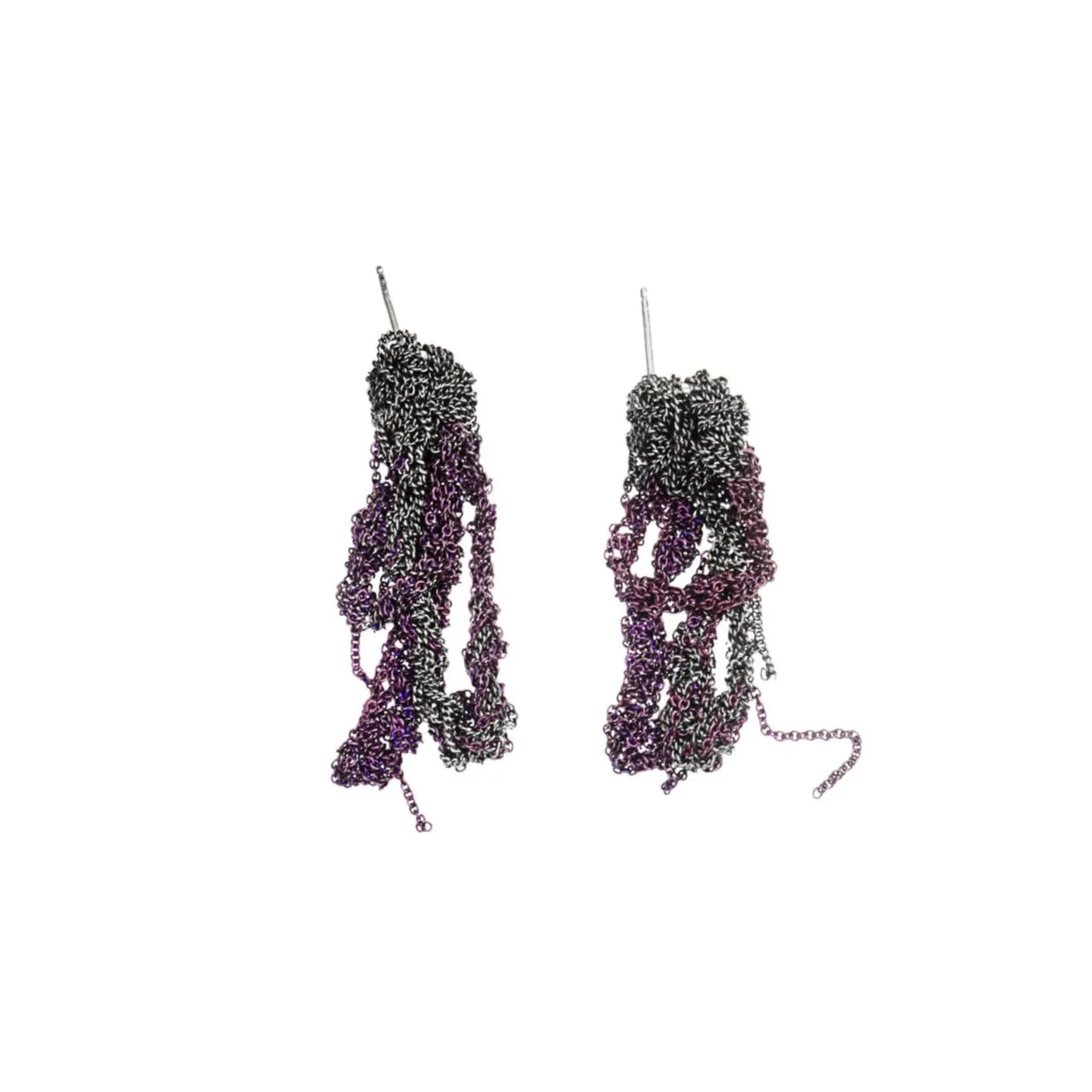 2-Tone Drip Earrings in Charcoal   Plum