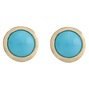 3.00 Carat Natural Turquoise 14K Yellow Gold Earrings