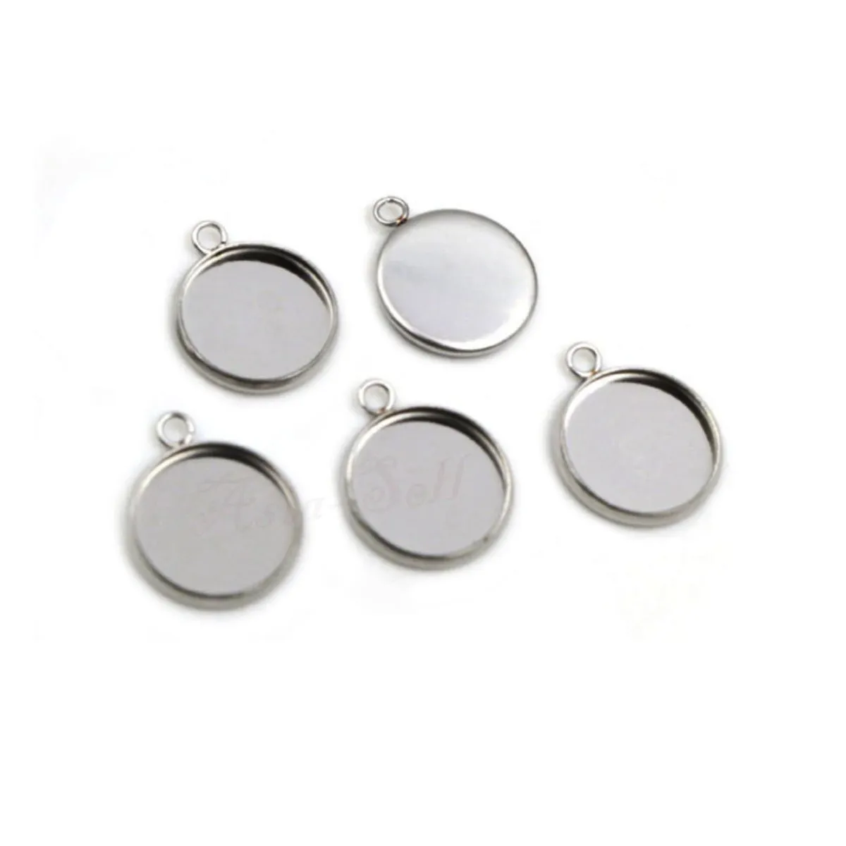 5pcs Cabochon Bases 12mm Stainless Steel Charms Pendant S/S Metal