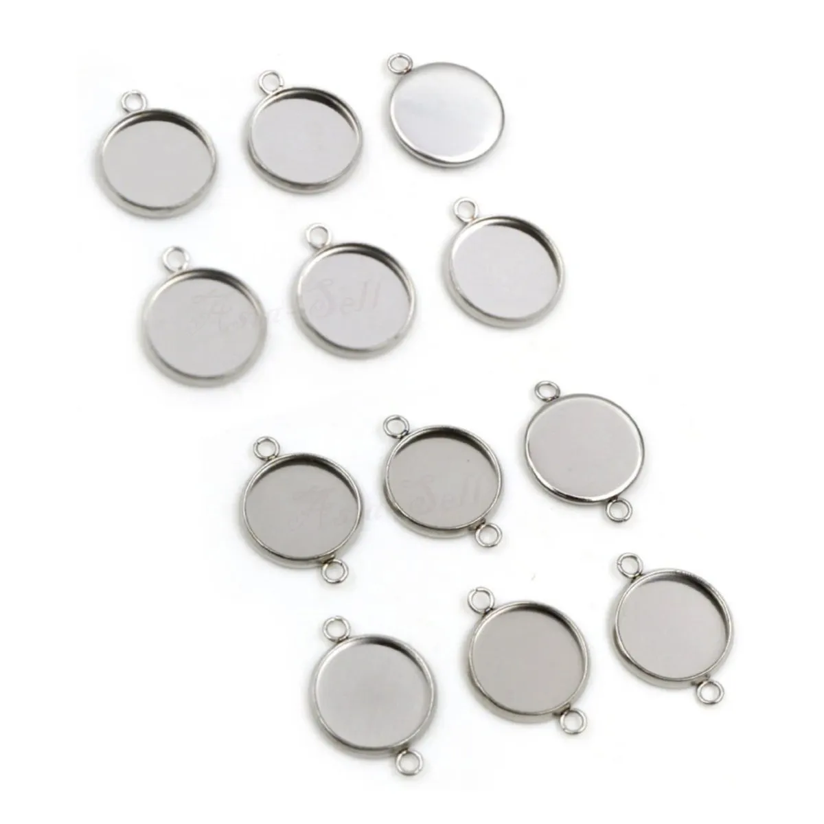 5pcs Cabochon Bases 12mm Stainless Steel Charms Pendant S/S Metal