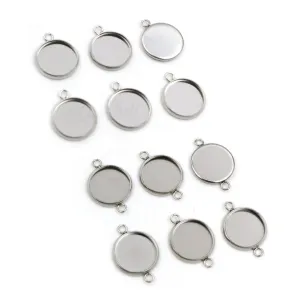 5pcs Cabochon Bases 12mm Stainless Steel Charms Pendant S/S Metal