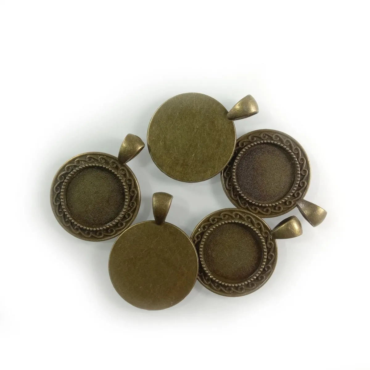 5pcs Cabochon Bases 18mm 30mm ID Antique Bronze Silver Gold Colour Charms Pendant Metal