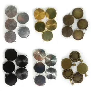 5pcs Cabochon Bases 18mm 30mm ID Antique Bronze Silver Gold Colour Charms Pendant Metal