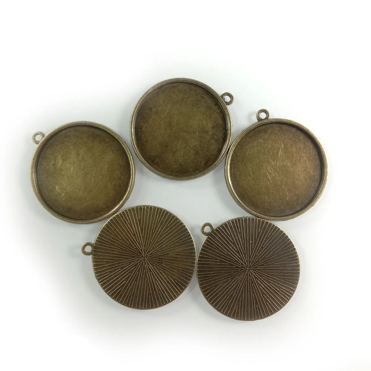 5pcs Cabochon Bases 18mm 30mm ID Antique Bronze Silver Gold Colour Charms Pendant Metal