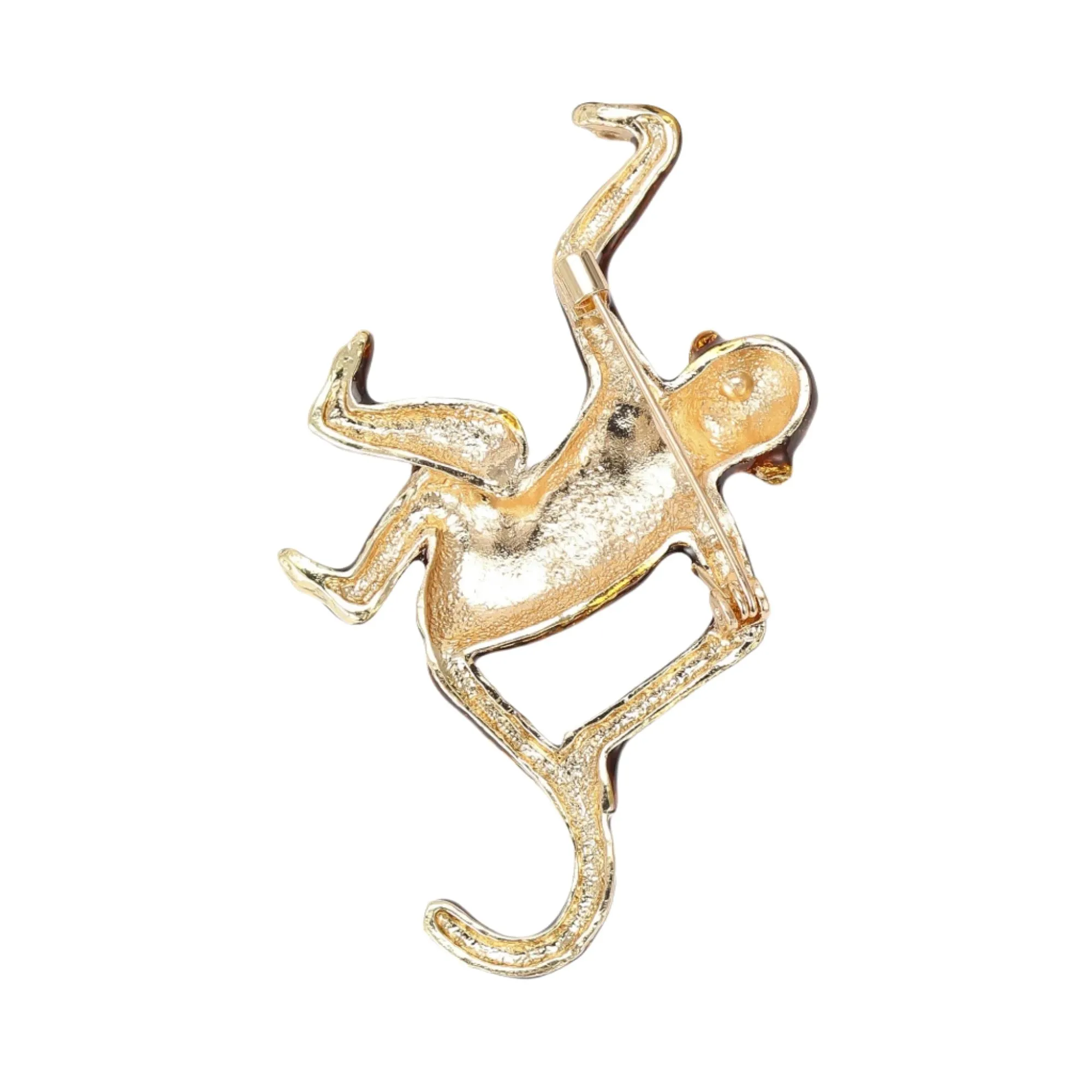 7.8cm Trendy Enamel Monkey Brooches Pin Backed for Women Unisex Animal Pins Casual Party Accessories Gifts