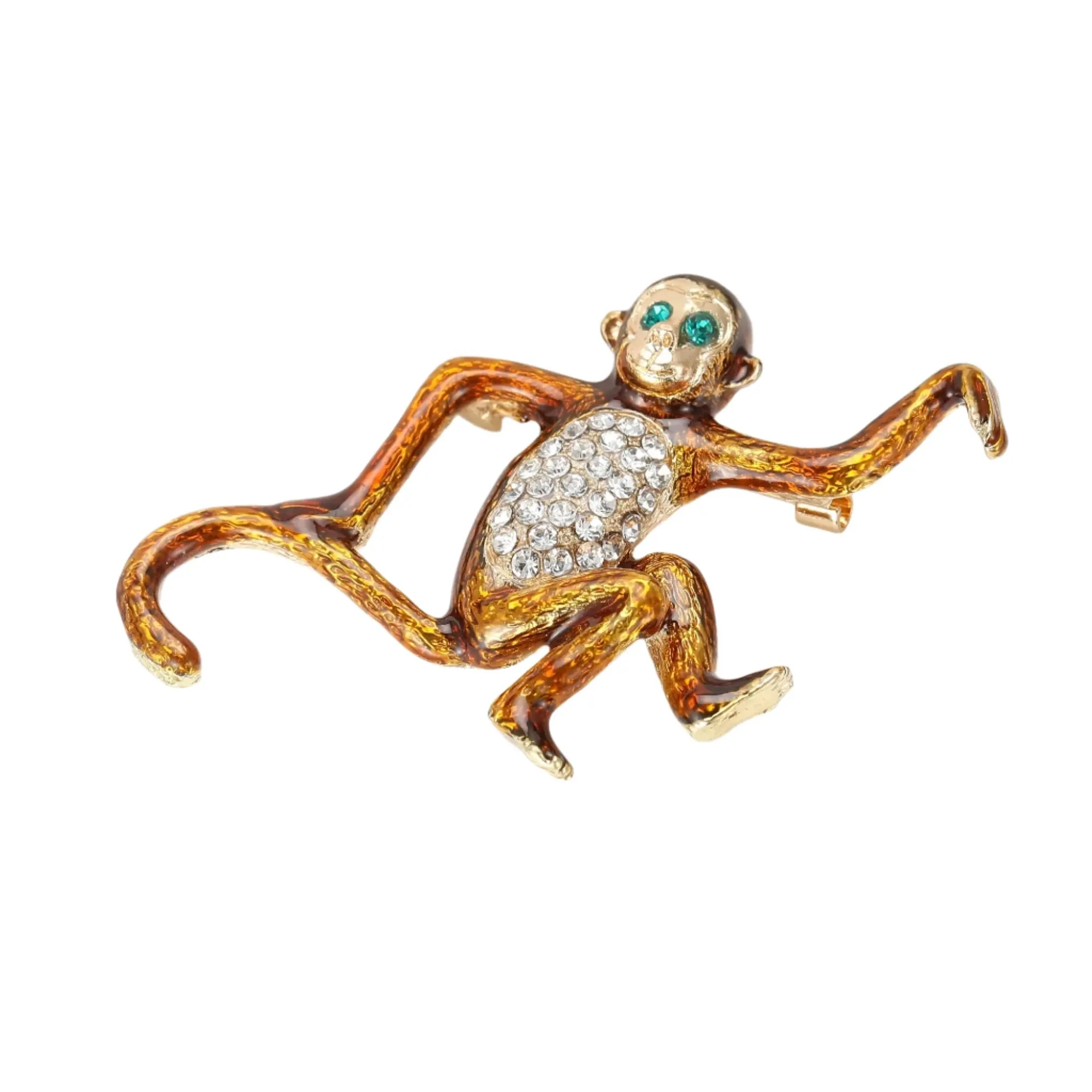 7.8cm Trendy Enamel Monkey Brooches Pin Backed for Women Unisex Animal Pins Casual Party Accessories Gifts