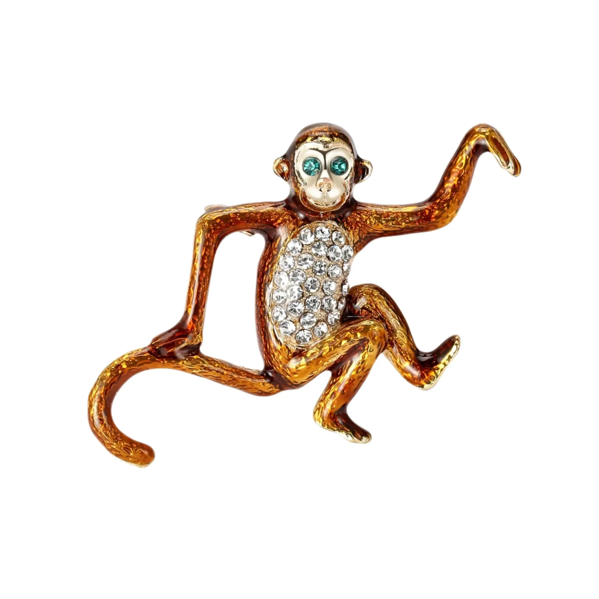 7.8cm Trendy Enamel Monkey Brooches Pin Backed for Women Unisex Animal Pins Casual Party Accessories Gifts