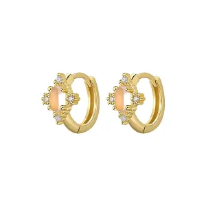 925 Silver Oval CZ Diamond Huggie Earring