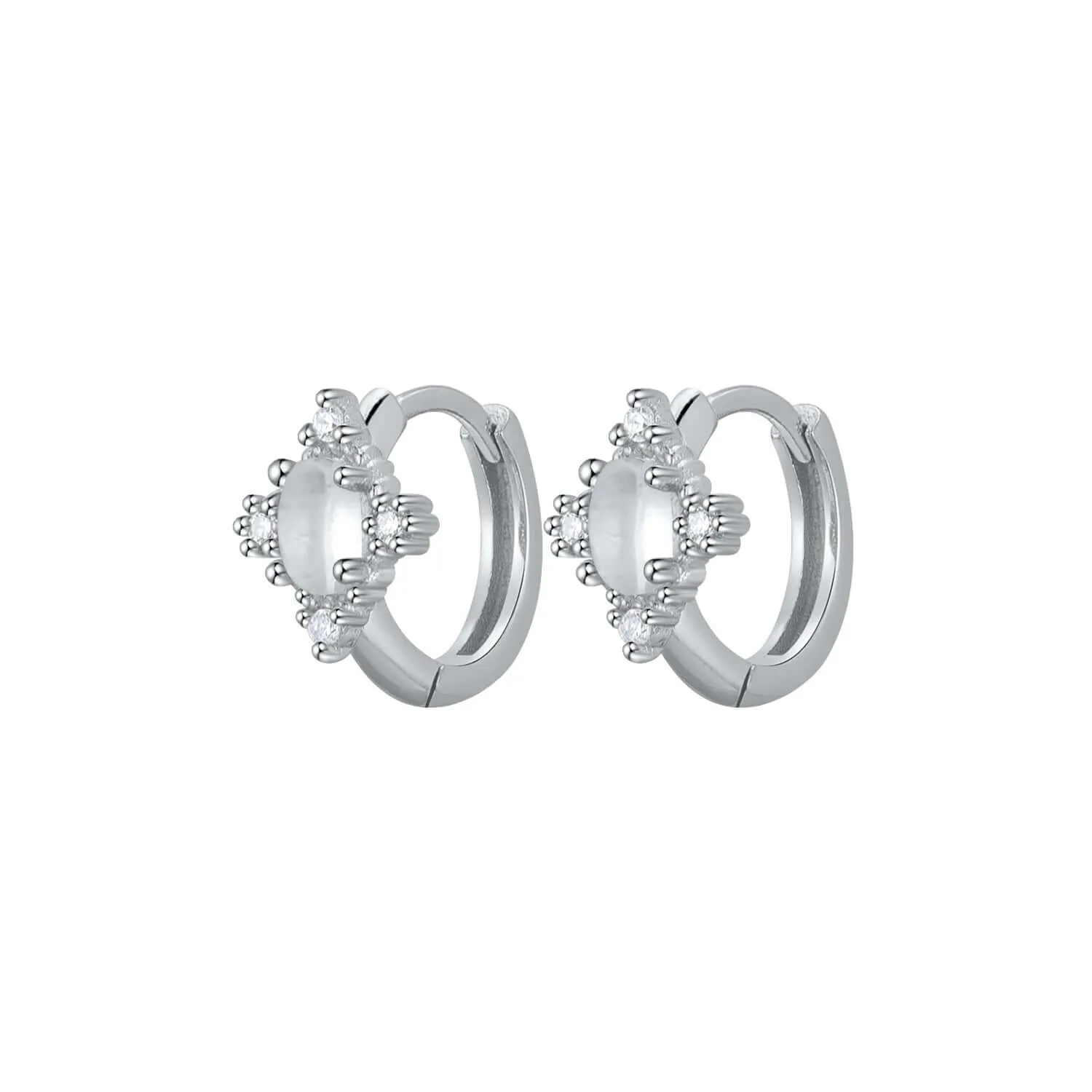 925 Silver Oval CZ Diamond Huggie Earring