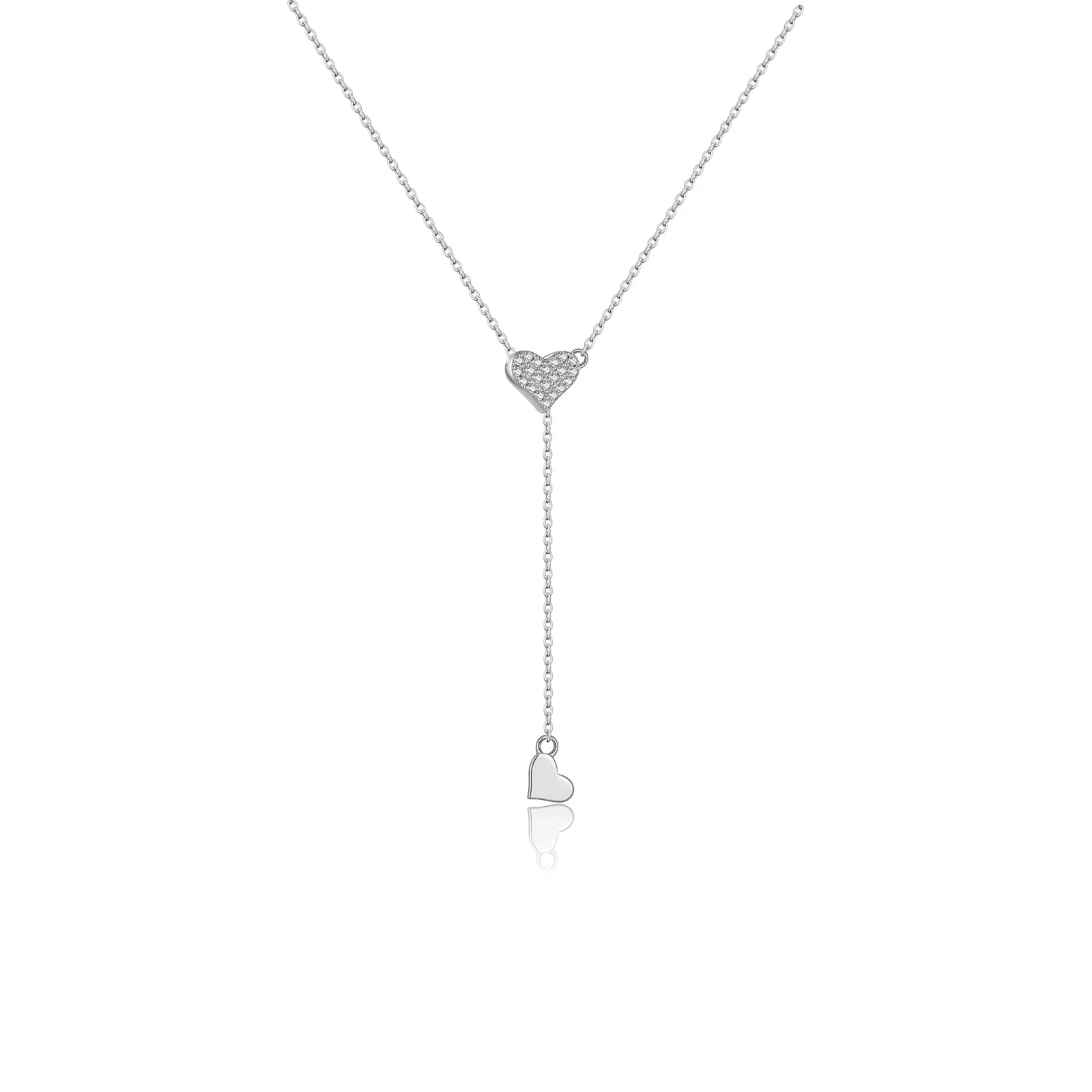 925 Sterling Silver Adjustable Heart Pendant Necklace