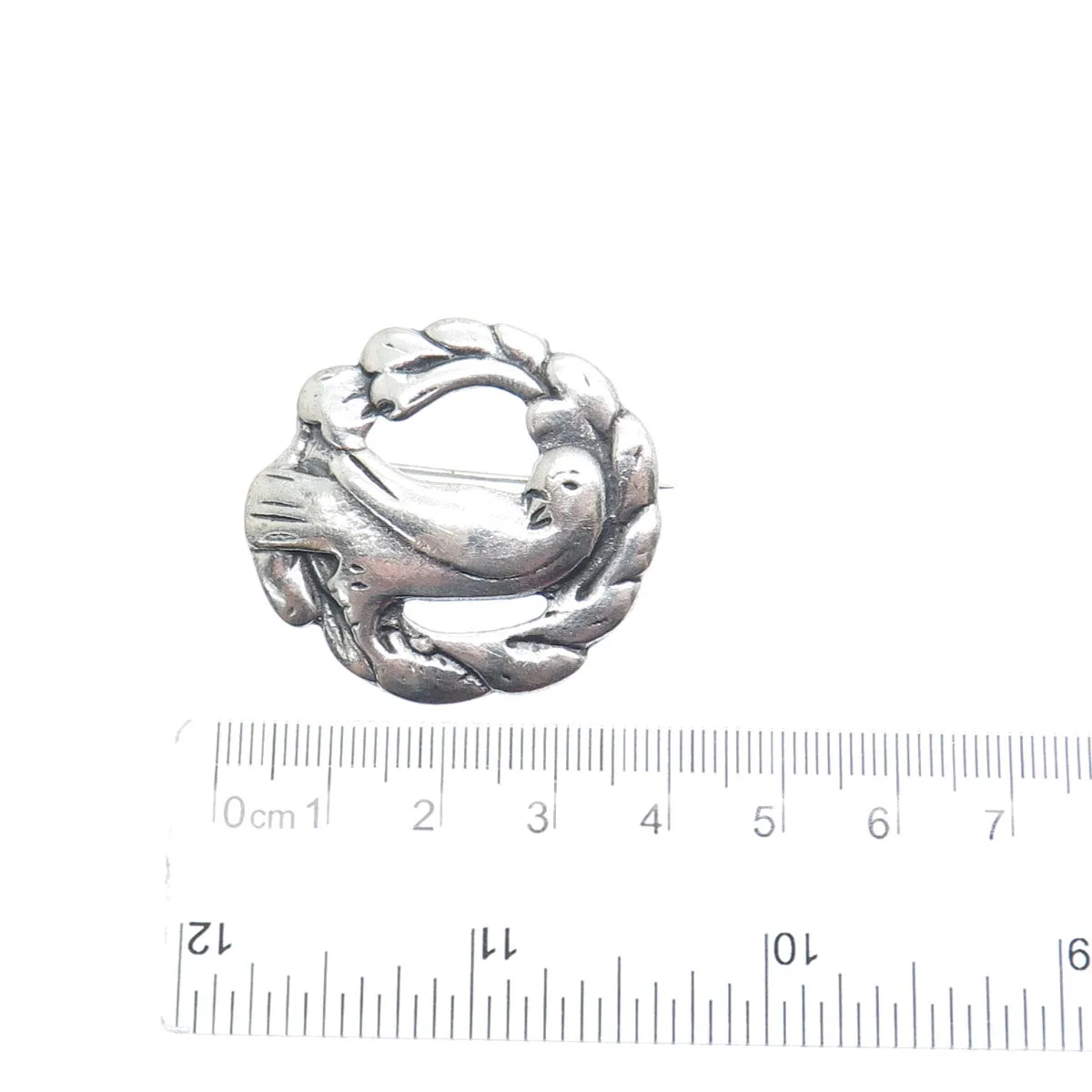 925 Sterling Silver Antique Art Deco Dove Bird Oxidized Pin Brooch