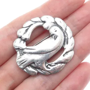 925 Sterling Silver Antique Art Deco Dove Bird Oxidized Pin Brooch