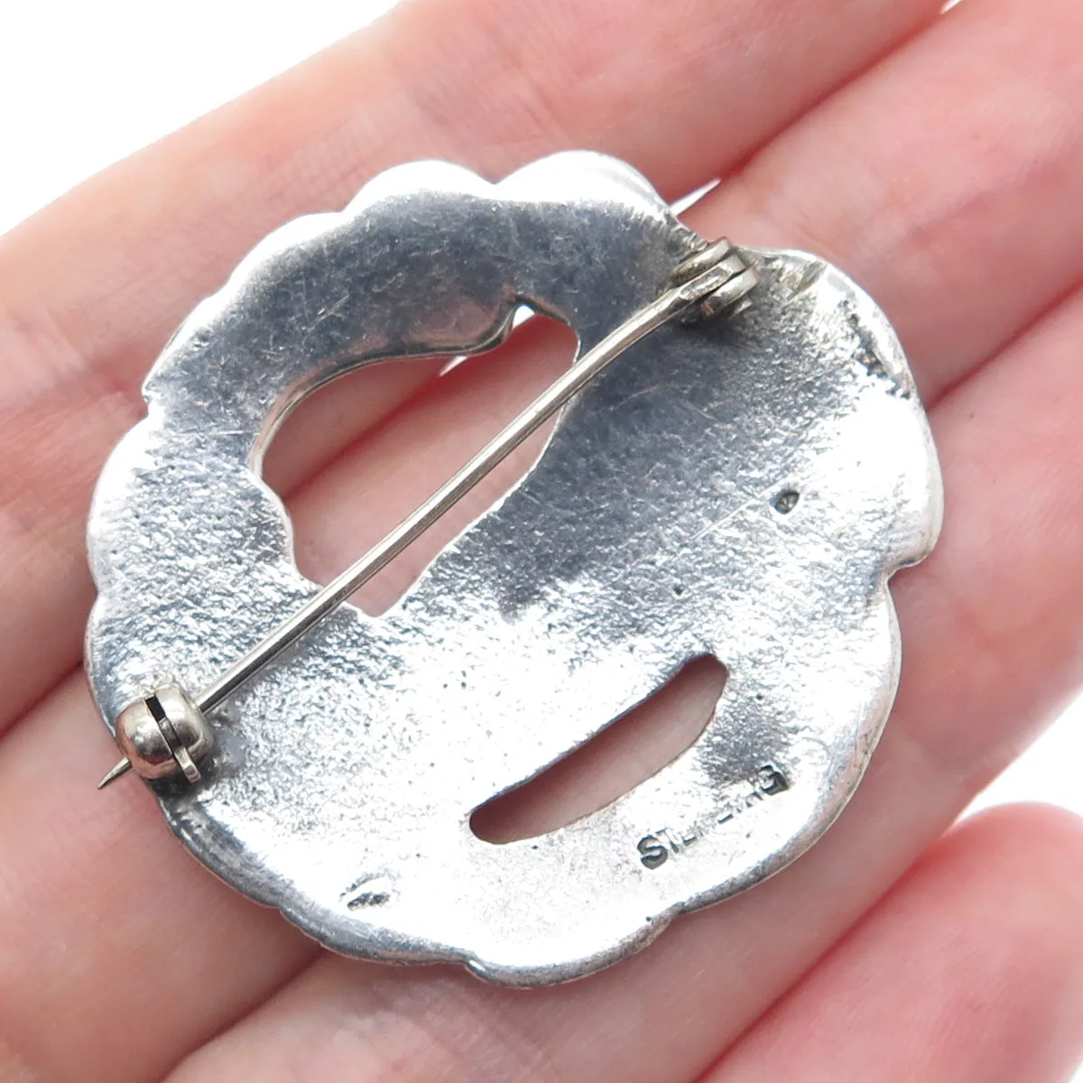925 Sterling Silver Antique Art Deco Dove Bird Oxidized Pin Brooch