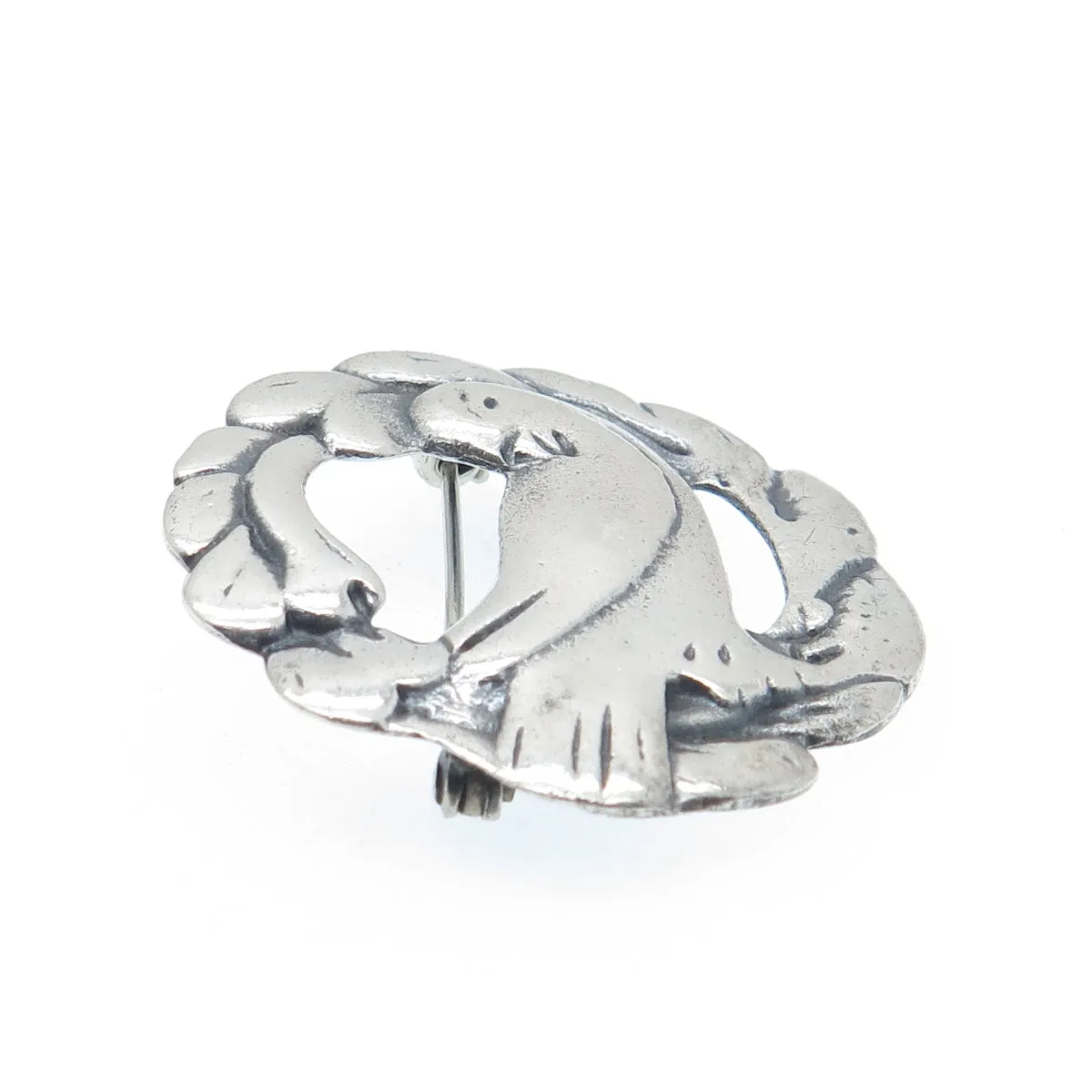 925 Sterling Silver Antique Art Deco Dove Bird Oxidized Pin Brooch