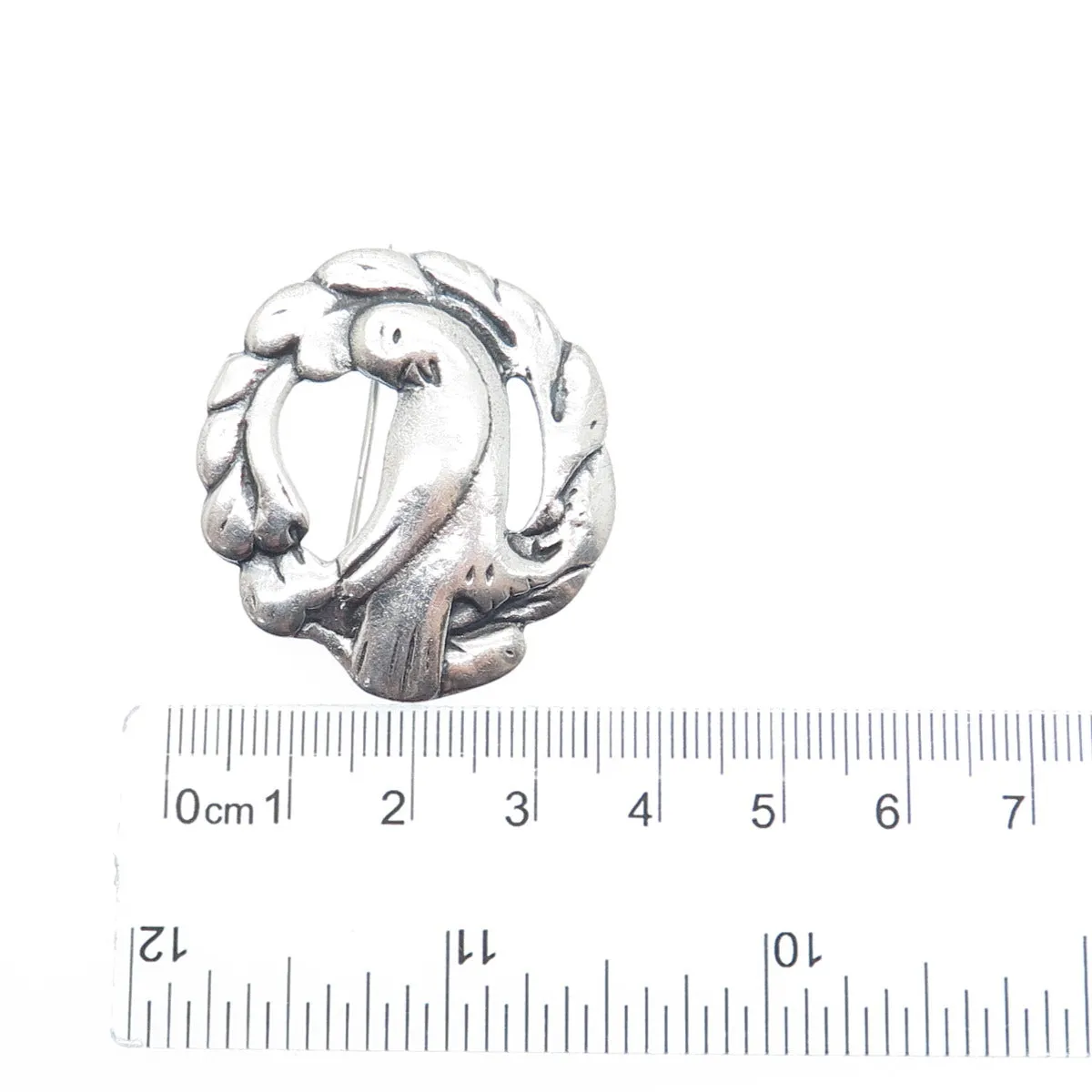925 Sterling Silver Antique Art Deco Dove Bird Oxidized Pin Brooch
