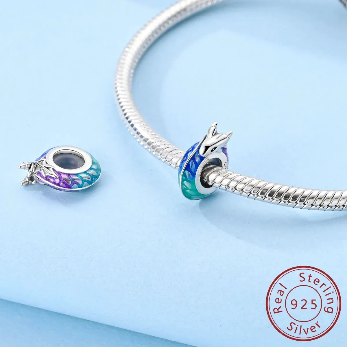 925 Sterling Silver Dragon Shaped Spacer Beads Fits Bracelets Diy Gift