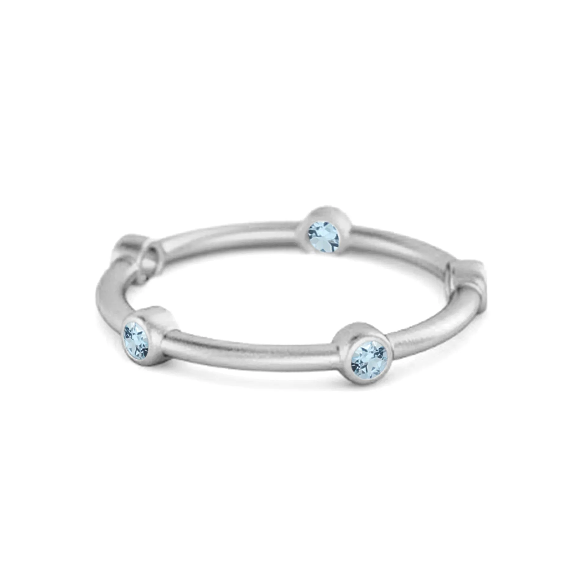 925 Sterling Silver Stackable Wedding Band Blue Topaz Five Stone Ring