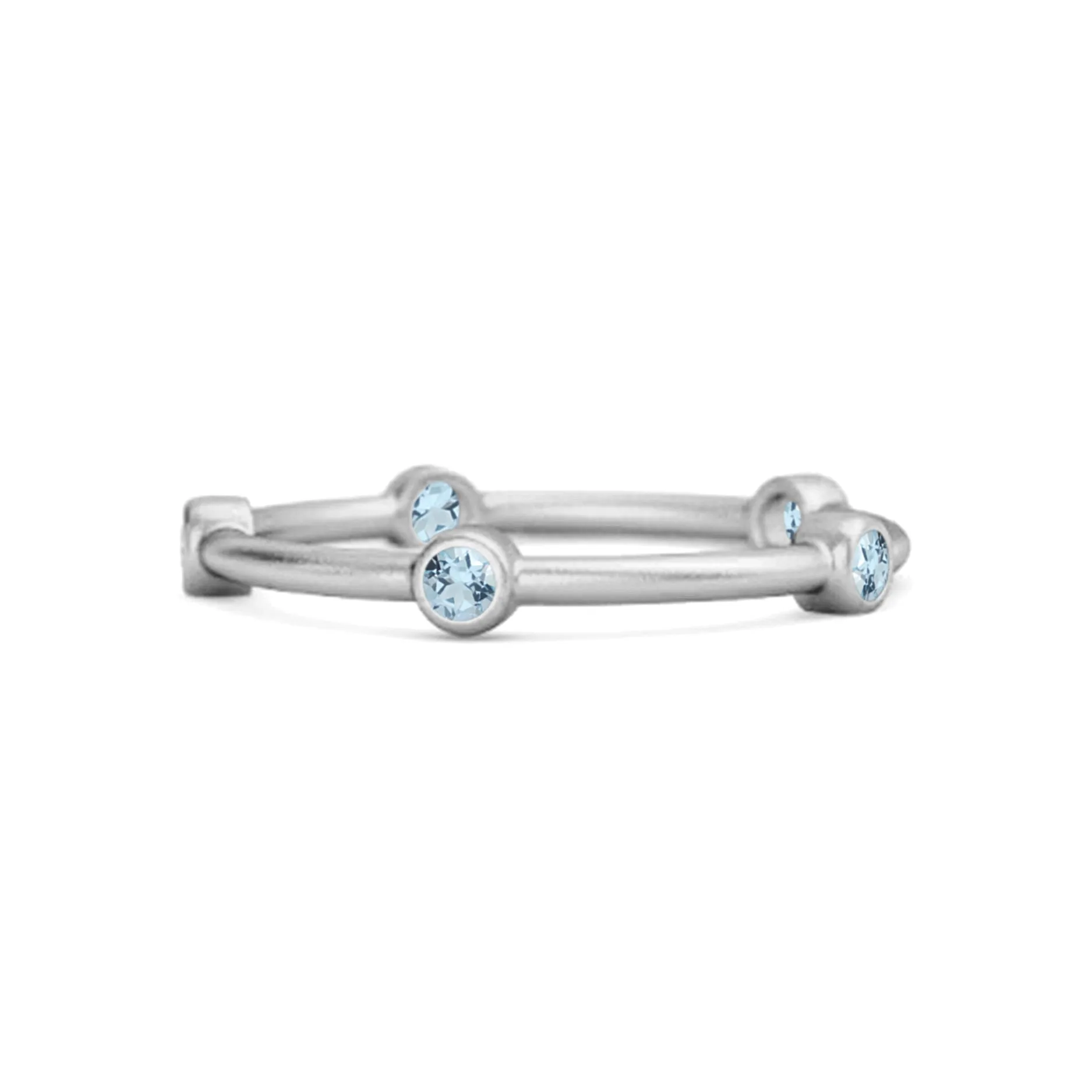 925 Sterling Silver Stackable Wedding Band Blue Topaz Five Stone Ring