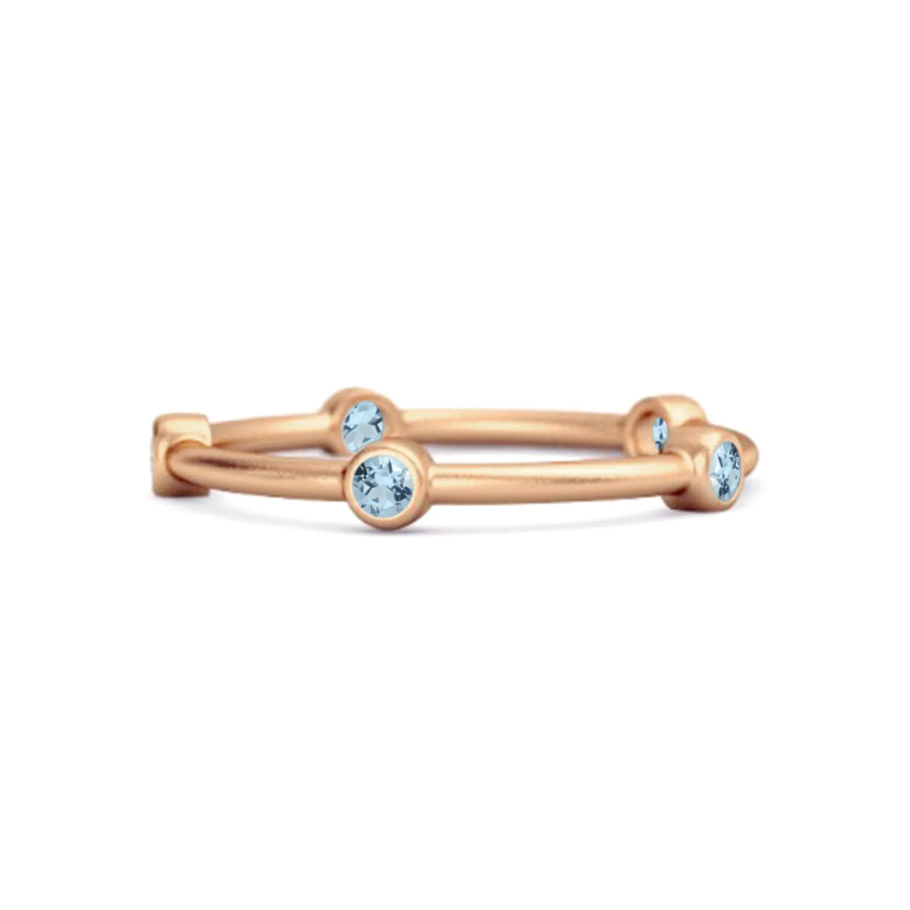 925 Sterling Silver Stackable Wedding Band Blue Topaz Five Stone Ring