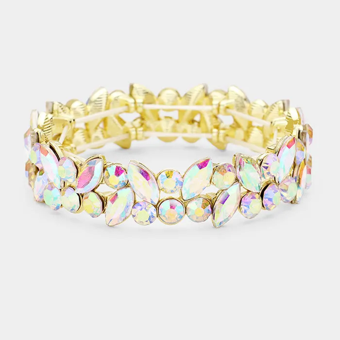 AB Crystal Marquise Stone Pageant Bracelet on Gold | Prom Bracelet | 425173
