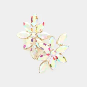 AB Floral Marquise Stone Pageant Earrings on Gold | Prom Earrings |  606351