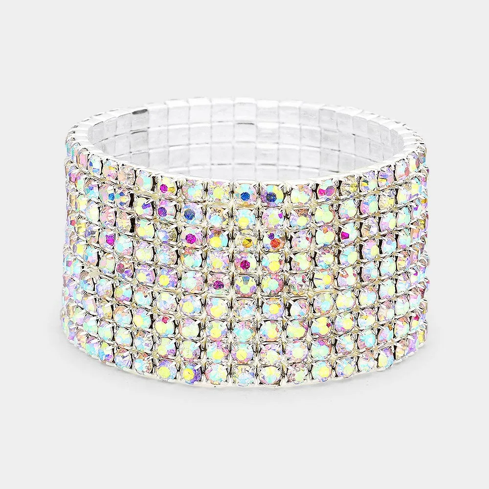 AB on Silver Multi Row Bracelet | 254103