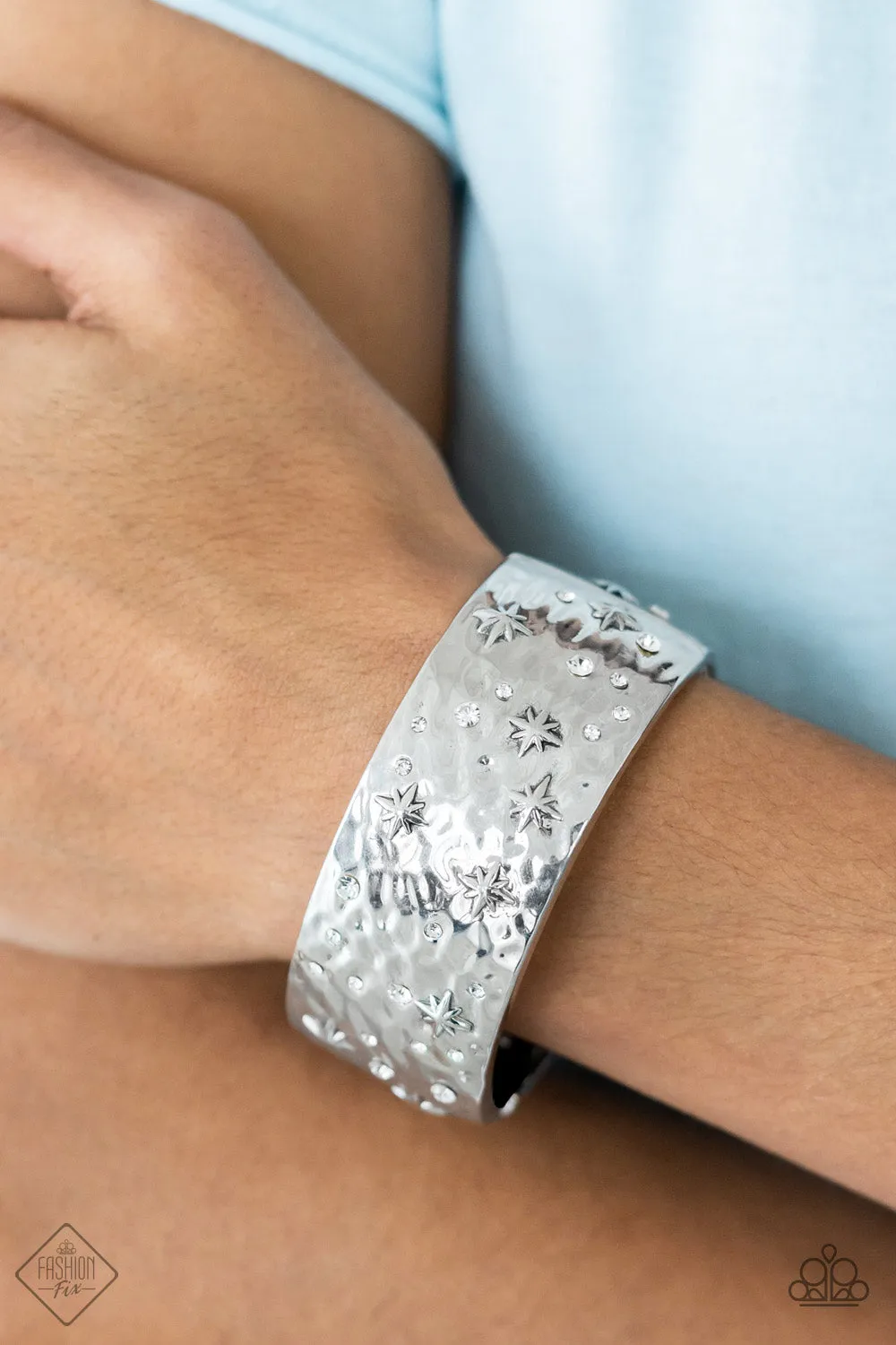 Across the Constellations - White Rhinestone (Silver) Bracelet (SS-0422)