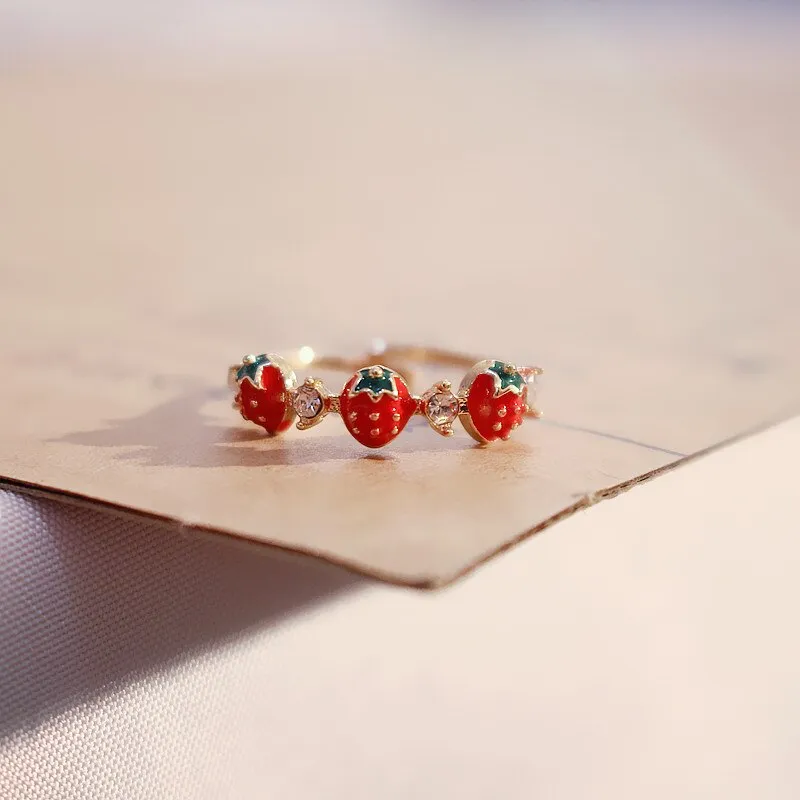 Adjustable Ring Jewelry Strawberry Ring