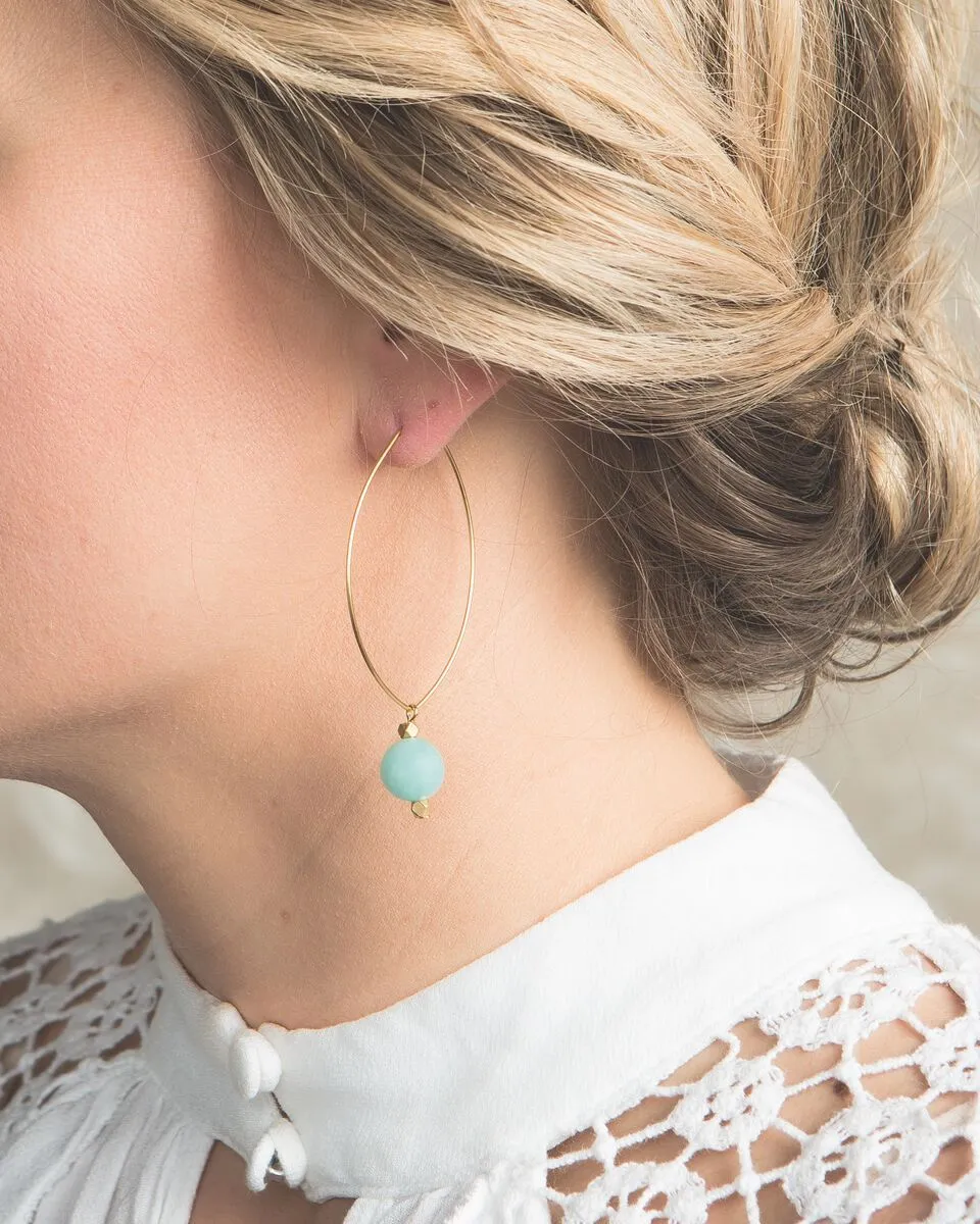 Amazonite Lenny Earrings: Handcrafted Gemstone Jewelry in Gold
