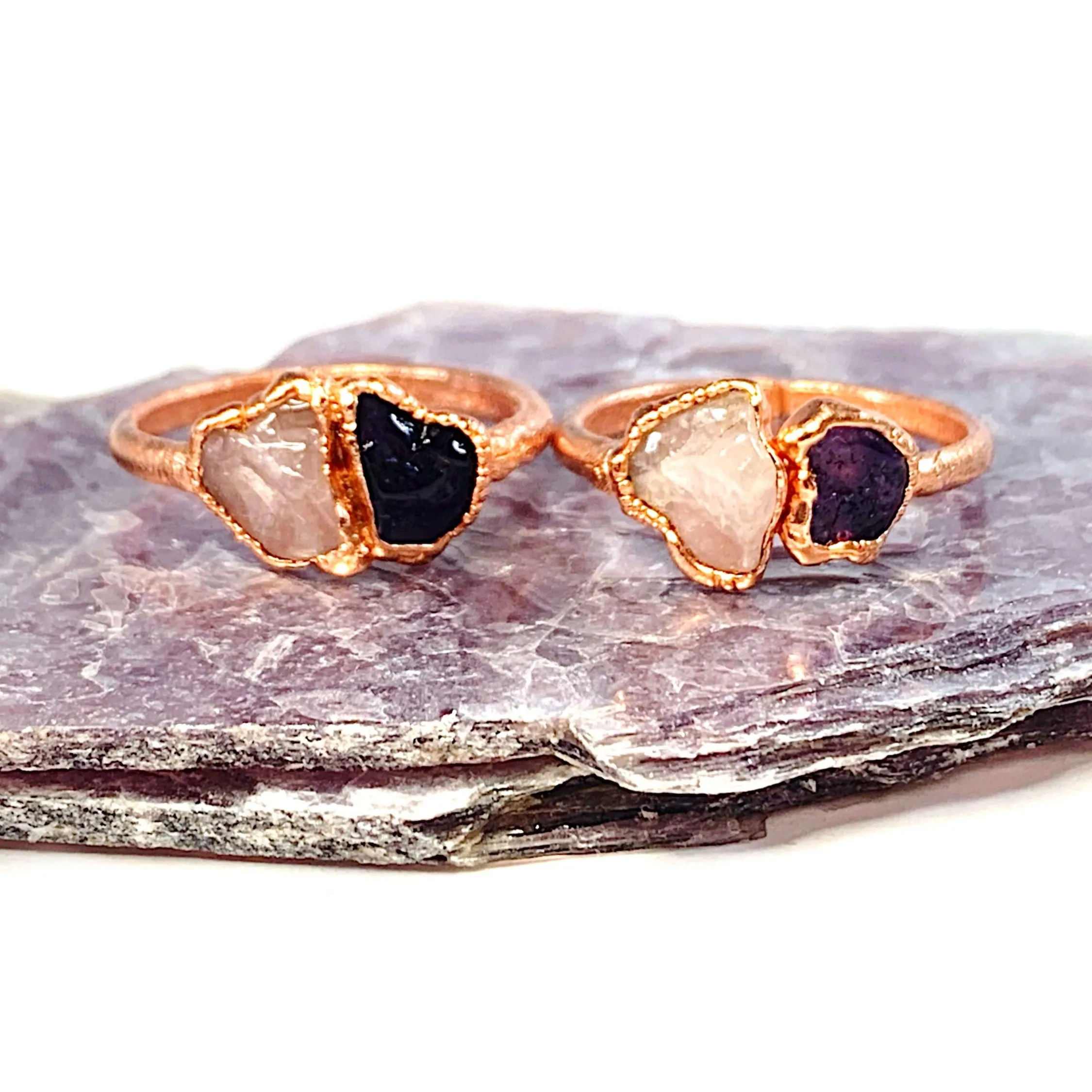 Amethyst and Rose Quartz Ring