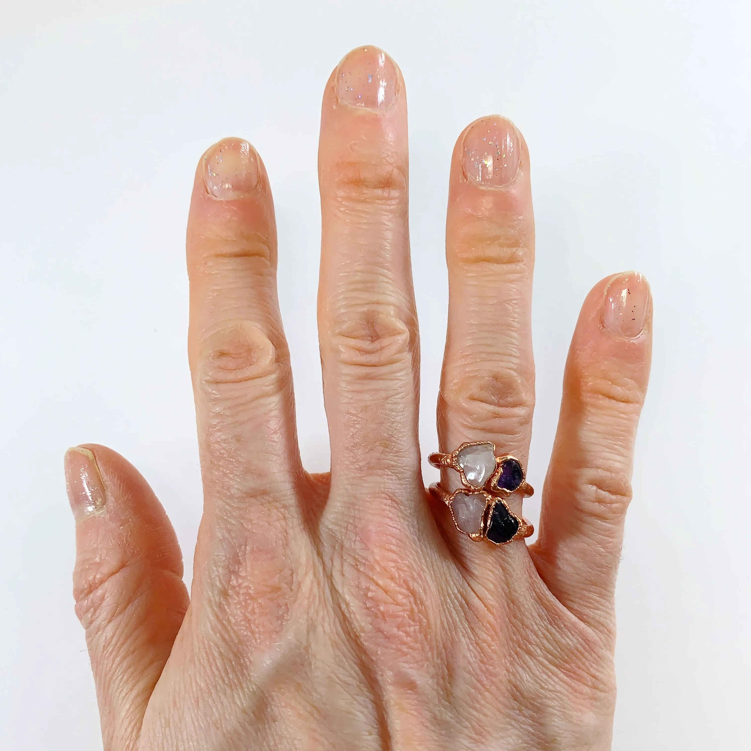 Amethyst and Rose Quartz Ring