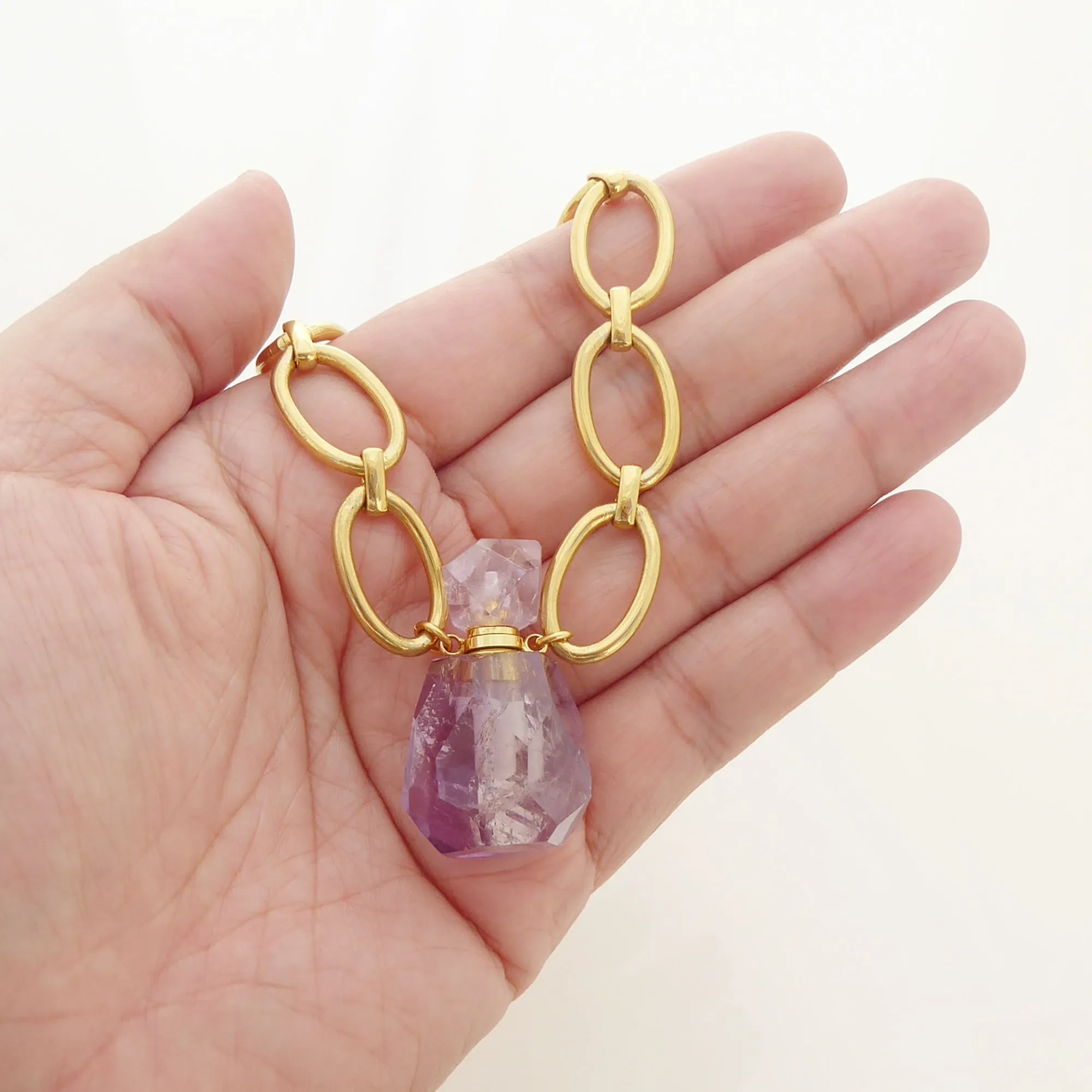 Amethyst vial pendant necklace