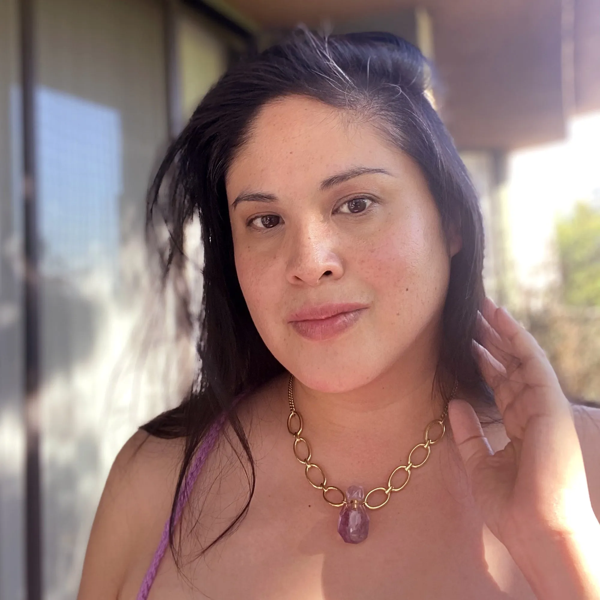 Amethyst vial pendant necklace