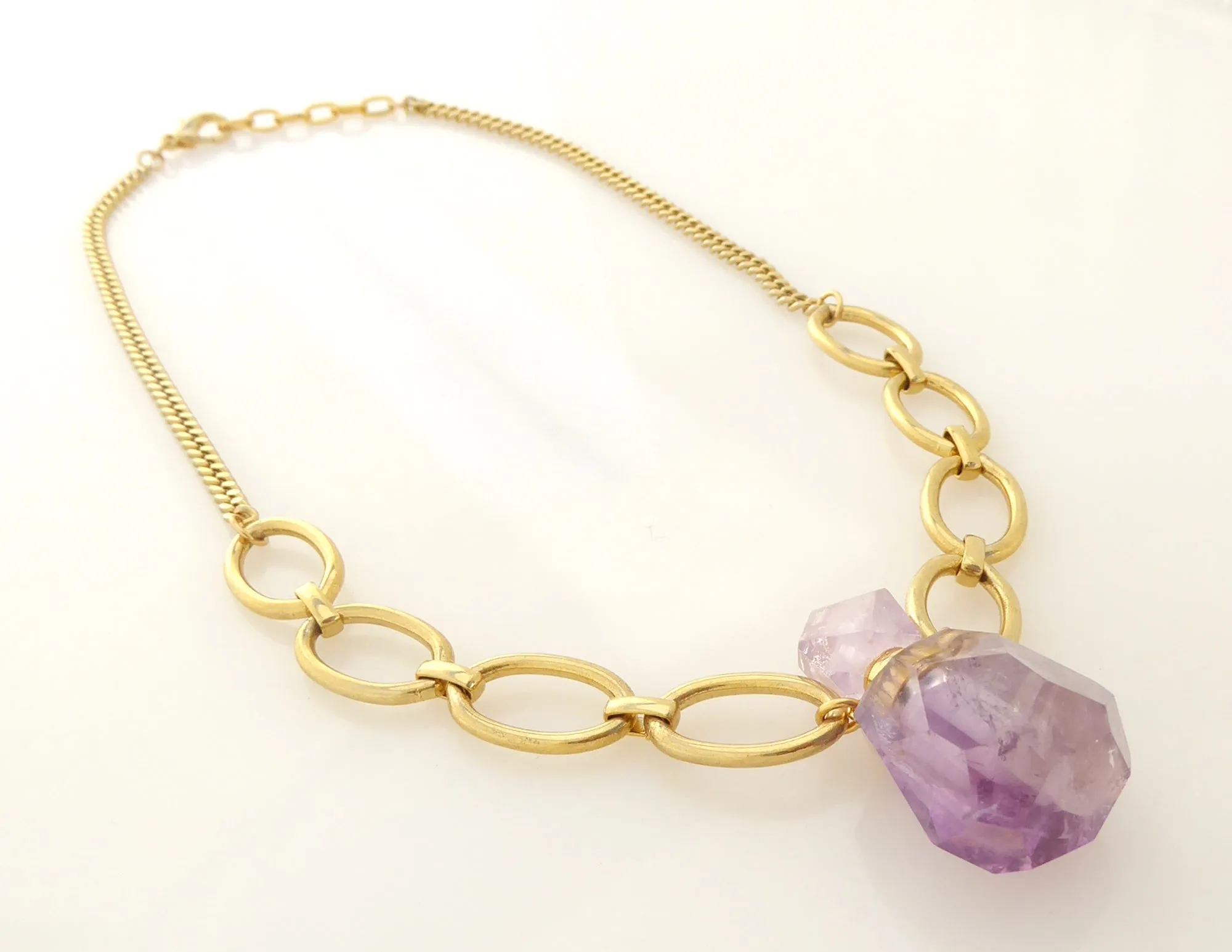Amethyst vial pendant necklace