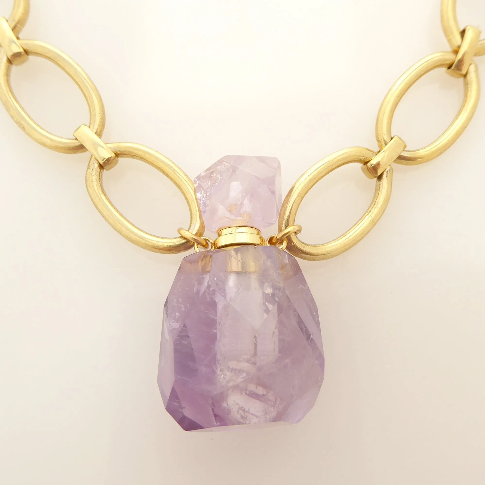 Amethyst vial pendant necklace