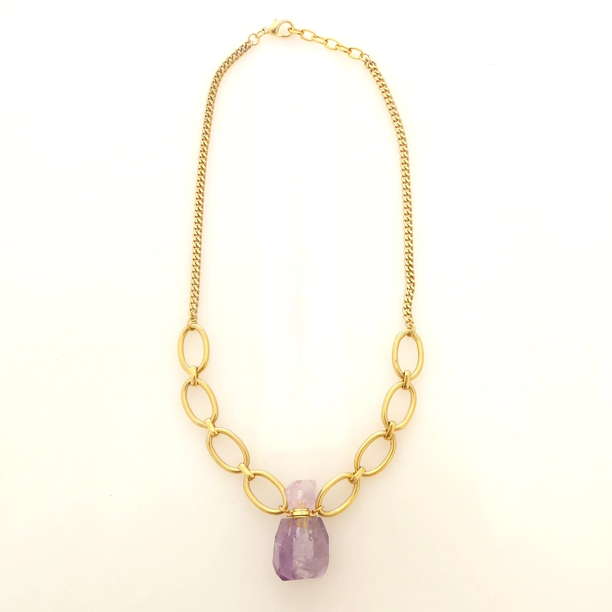 Amethyst vial pendant necklace