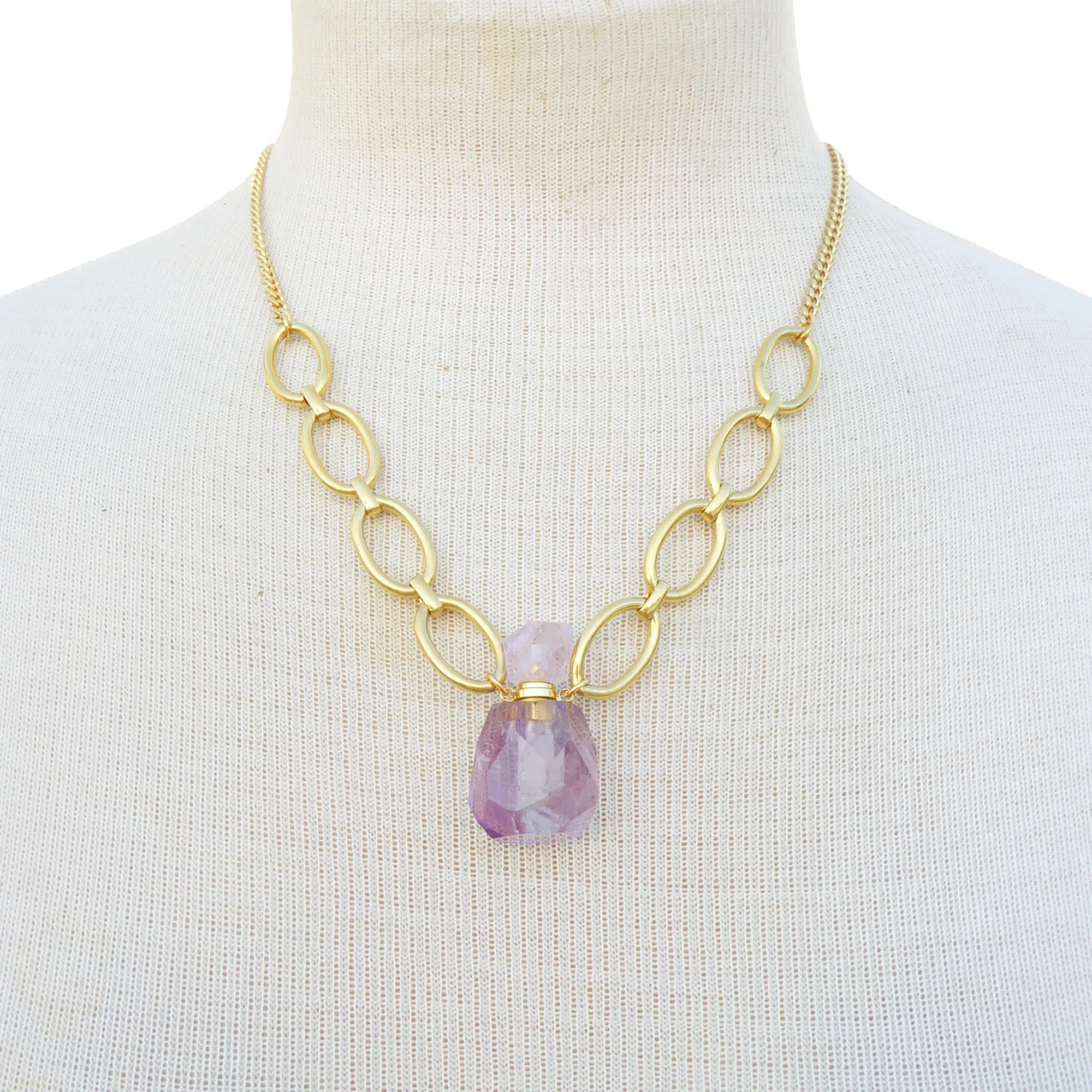 Amethyst vial pendant necklace