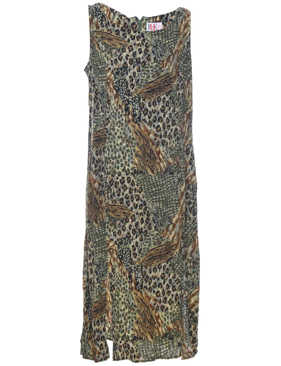 Animal Print Shift Dress - L