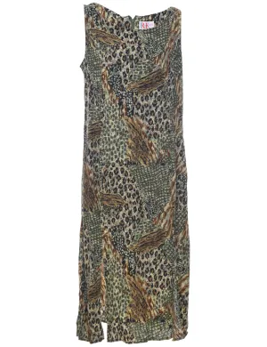 Animal Print Shift Dress - L